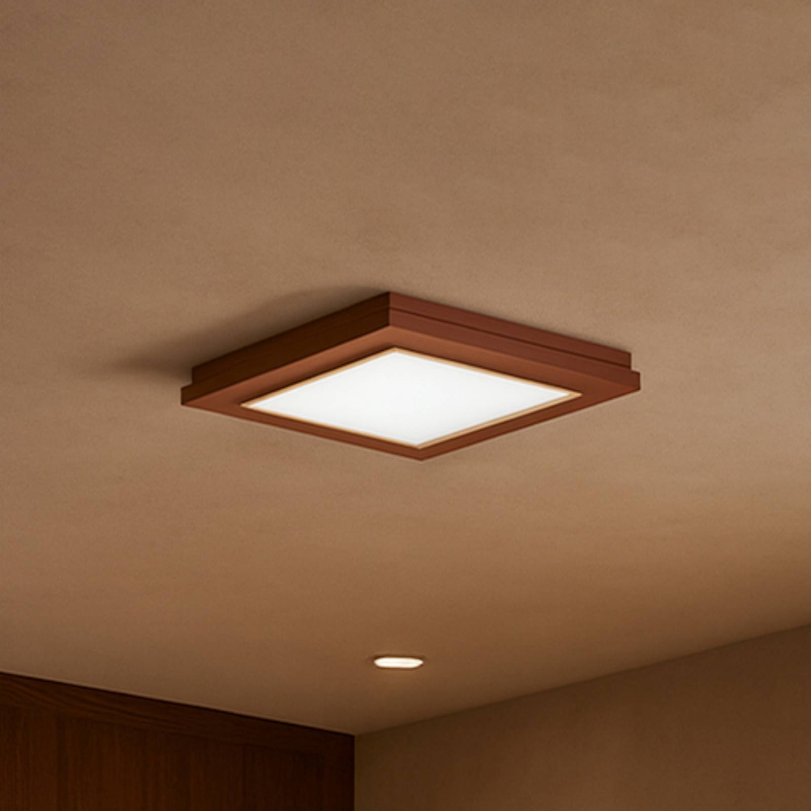 Argon Stropní světlo Tally, šířka 42 cm, terakota, dřevo, E27