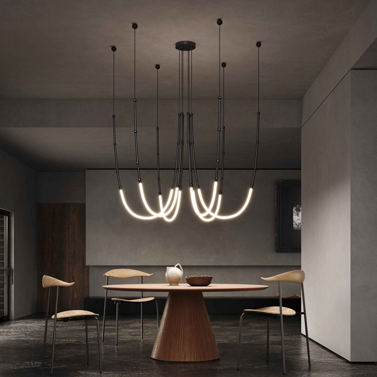 Karman Leda LED-hengelampe, 6 lyskilder 1000x300cm