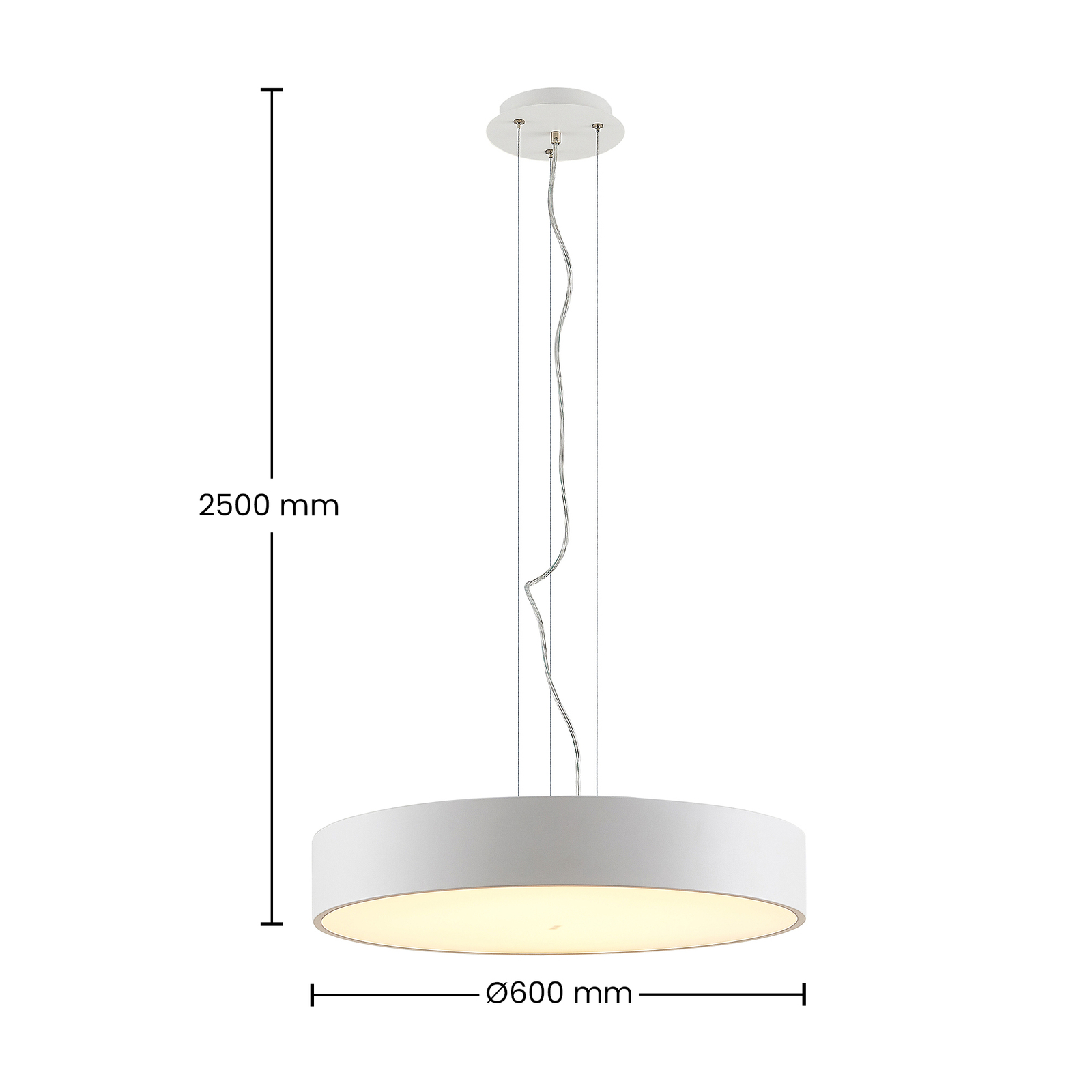 Noabelle LED hanging light, Ø 60 cm, white, metal - Arcchio