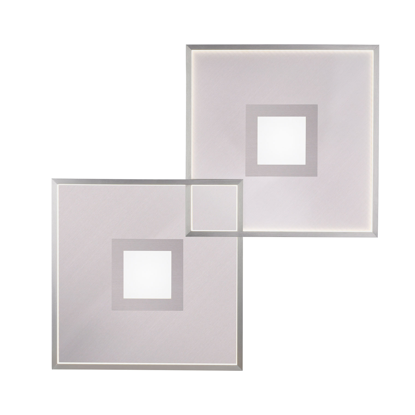 LED stropní světlo Amara, dva čtverce, stříbrná