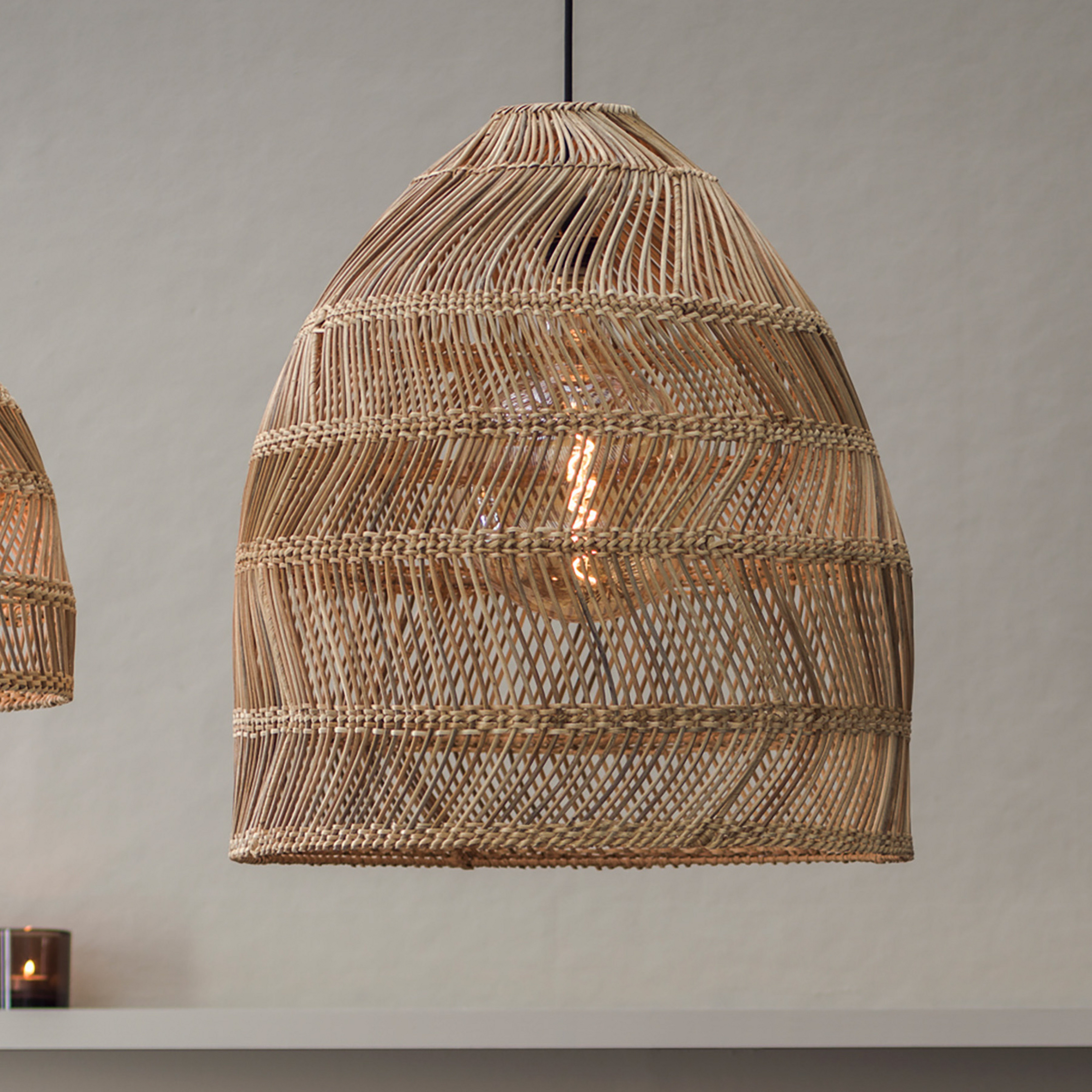 PR Home Maja candeeiro suspenso em rotim, Ø45cm cabo 2,5m