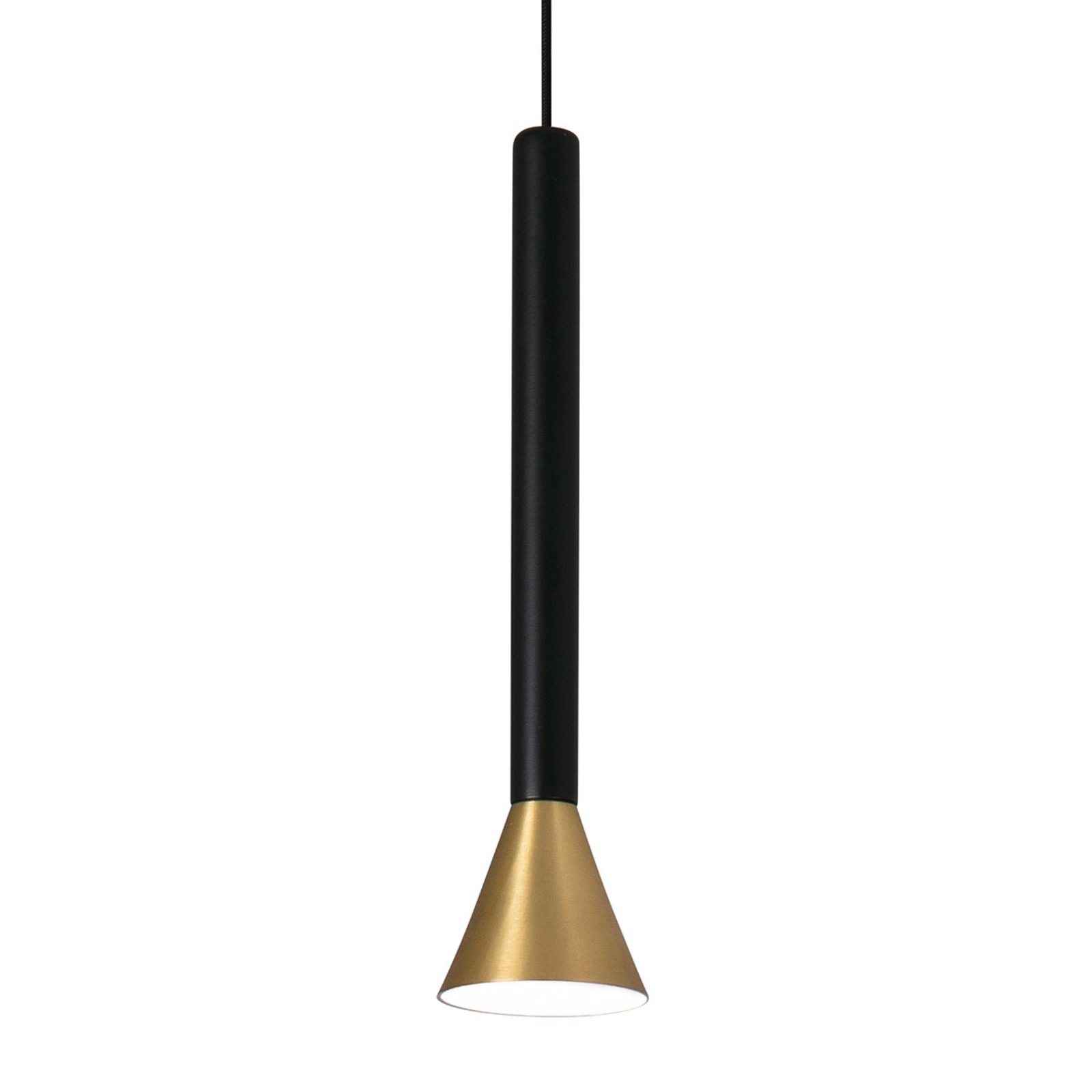 Cilíndrica lámpara colgante LED Danka satén oro