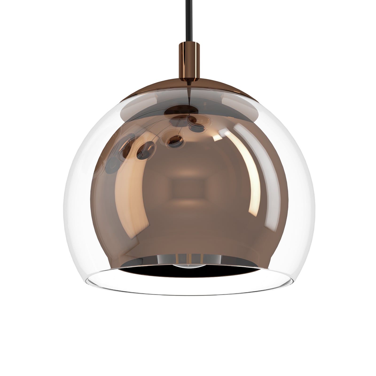 Hængelampe Rocamar 1, kobber, Ø 59 cm, 5 lyskilder, metal/glas