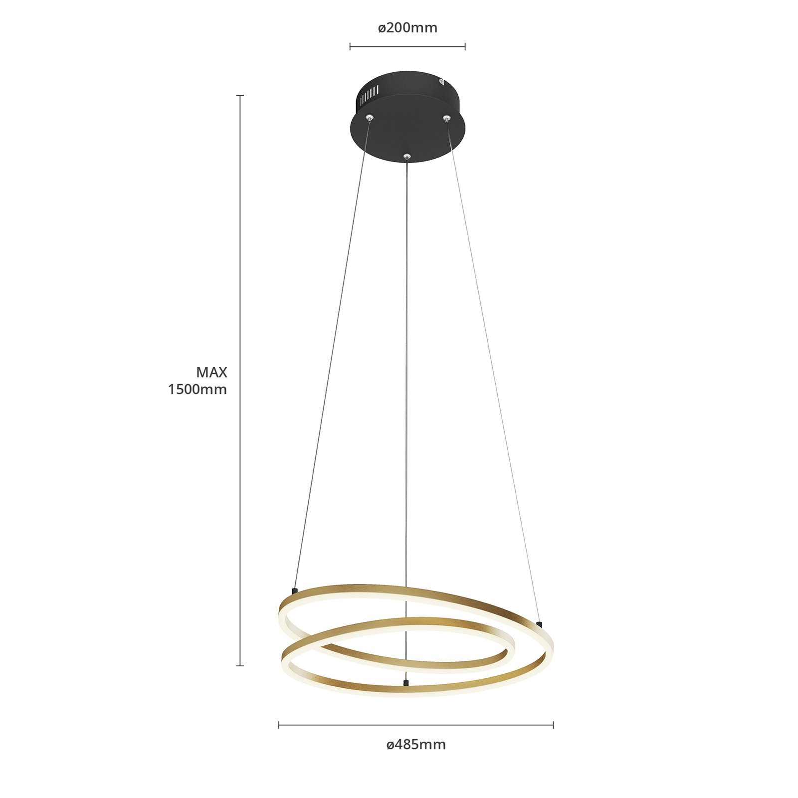 Davian LED Pendant Dim. Brass - Lindby
