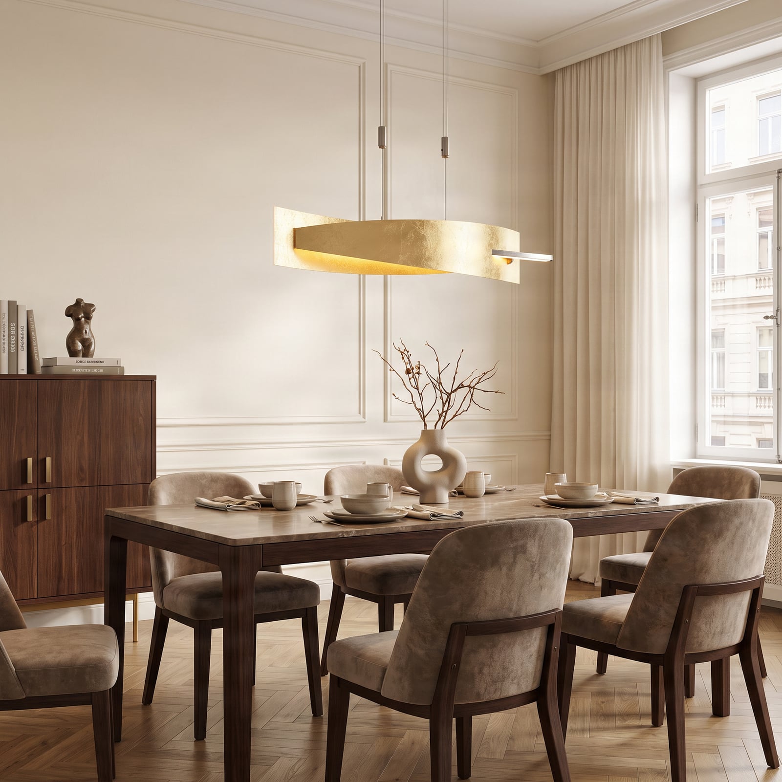 Lucande LED hanglamp Marija, 101 cm, goudkleurig, dimbaar Lucande LED hanglamp Marija, 101 cm, goudkleurig, dimbaar