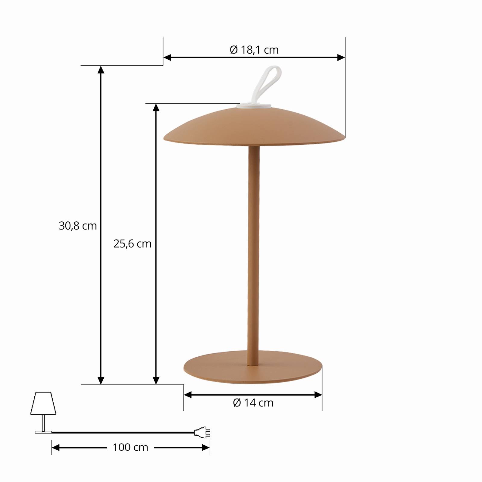 Lindby Lampe de table LED à accu Kanani brun café intensité variable