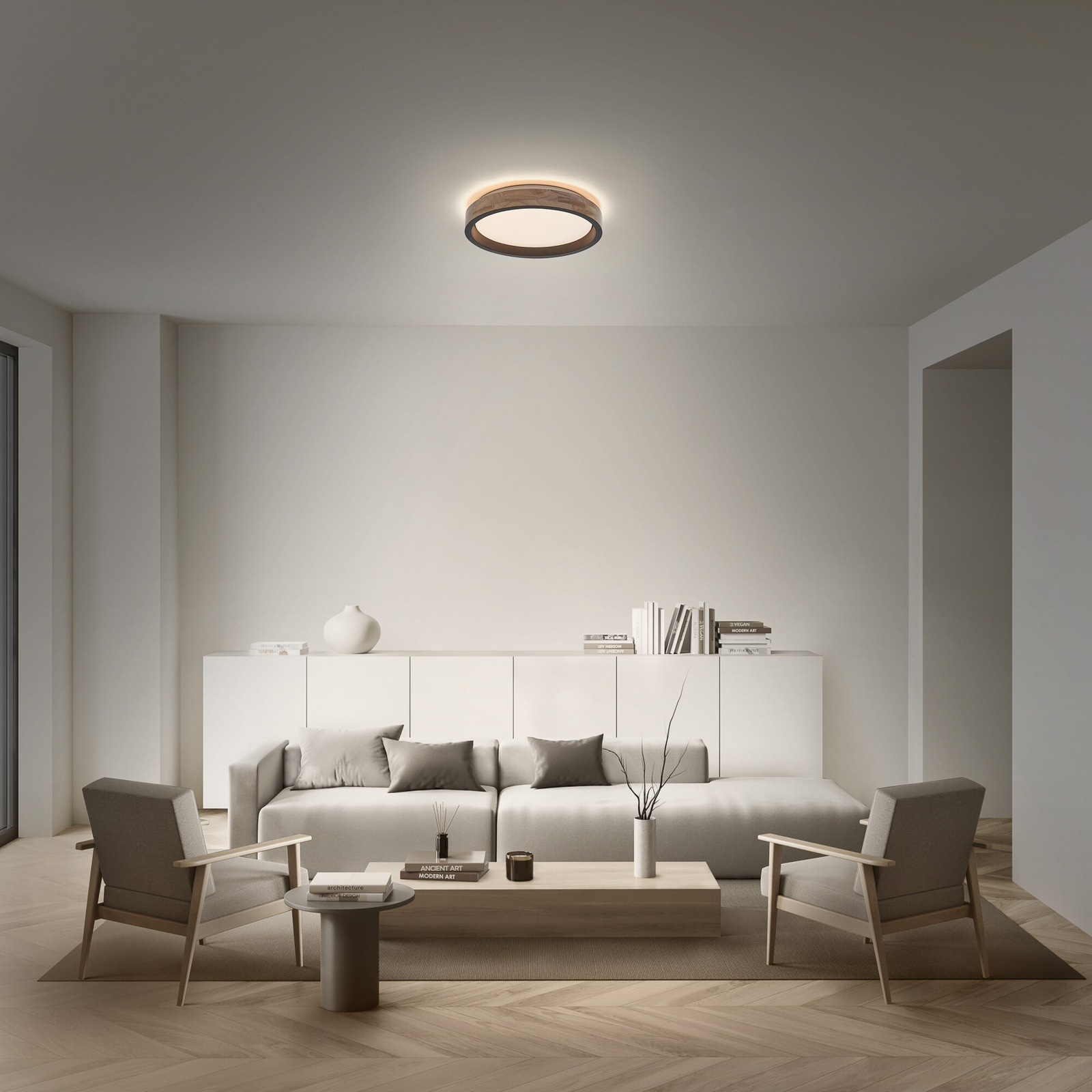 Φωτιστικό οροφής LED OSRAM ORBIS MARIANO ξύλο/μαύρο Ø 41 cm με ρυθμιστή έντασης Φωτιστικό οροφής LED OSRAM ORBIS MARIANO ξύλο/μαύρο Ø 41 cm με ρυθμιστή έντασης