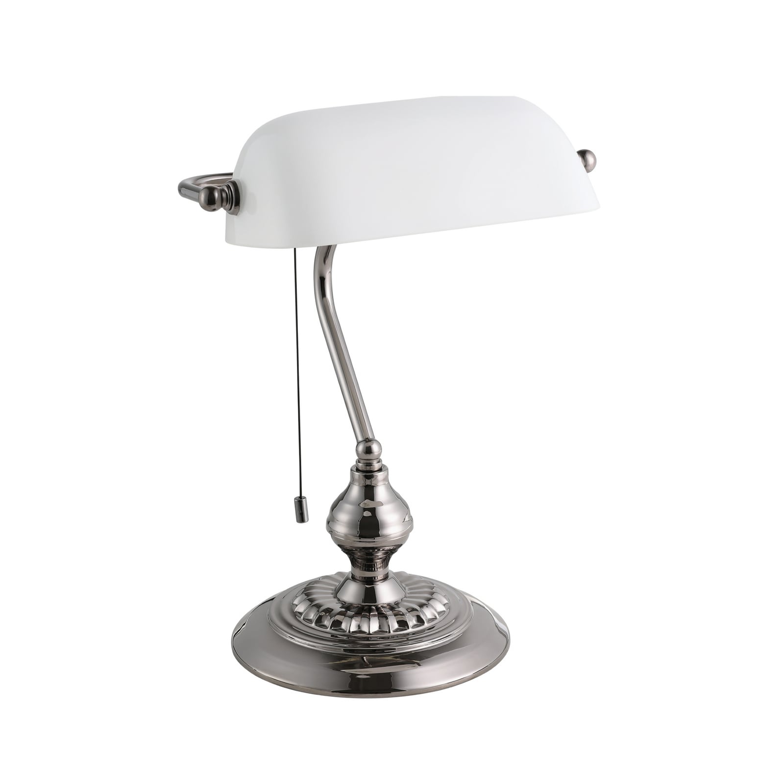 Lampe à poser BANKER, couleur nickel, hauteur 39 cm, métal/verre