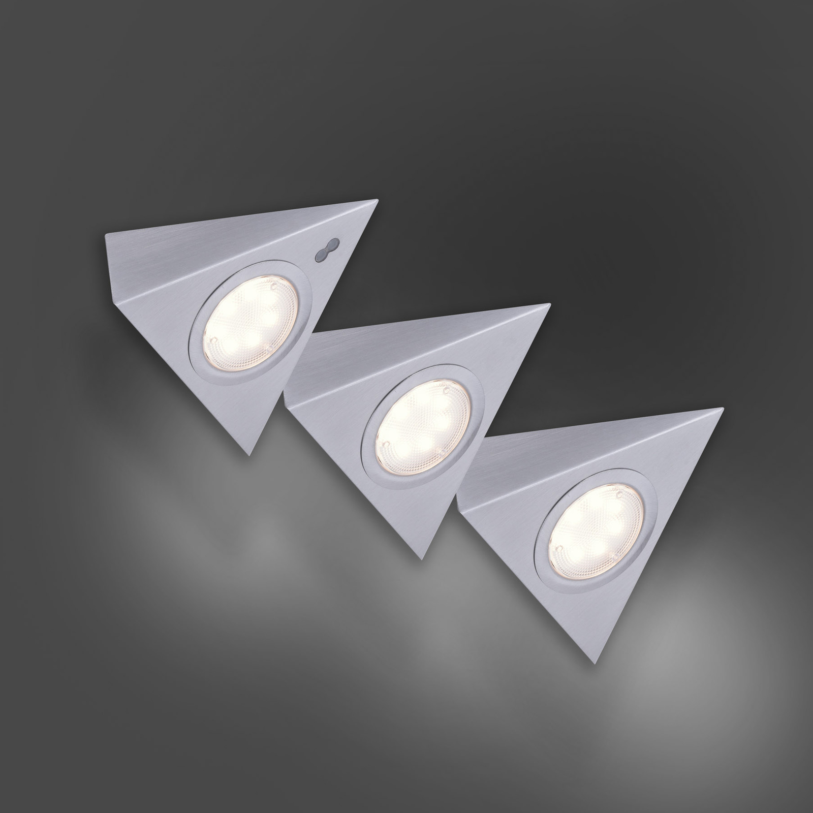 Lámpara LED bajo mueble Theo, triangular, 3 ud