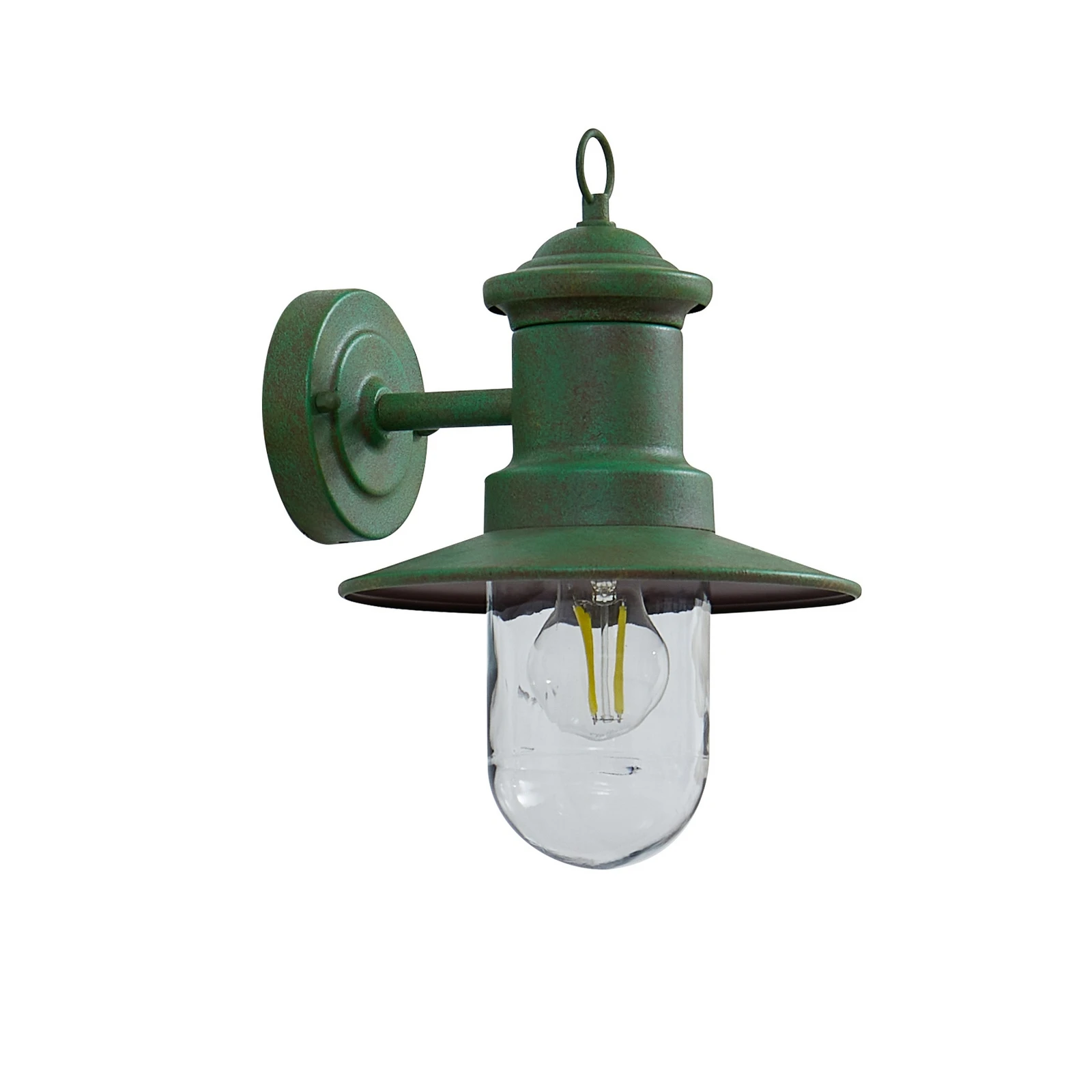 Lindby Außenwandleuchte Eloretta, 22 cm, grün, Glas, Stahl