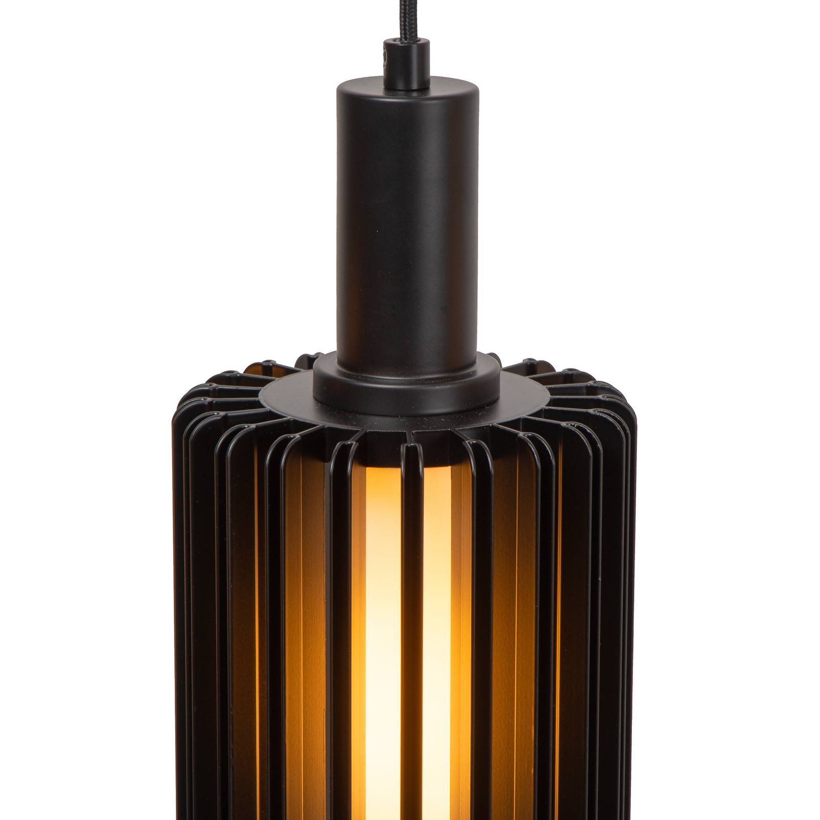 Lampa wisząca Lambres, czarna Długość 164 cm Szkło/metal 5-punktowa