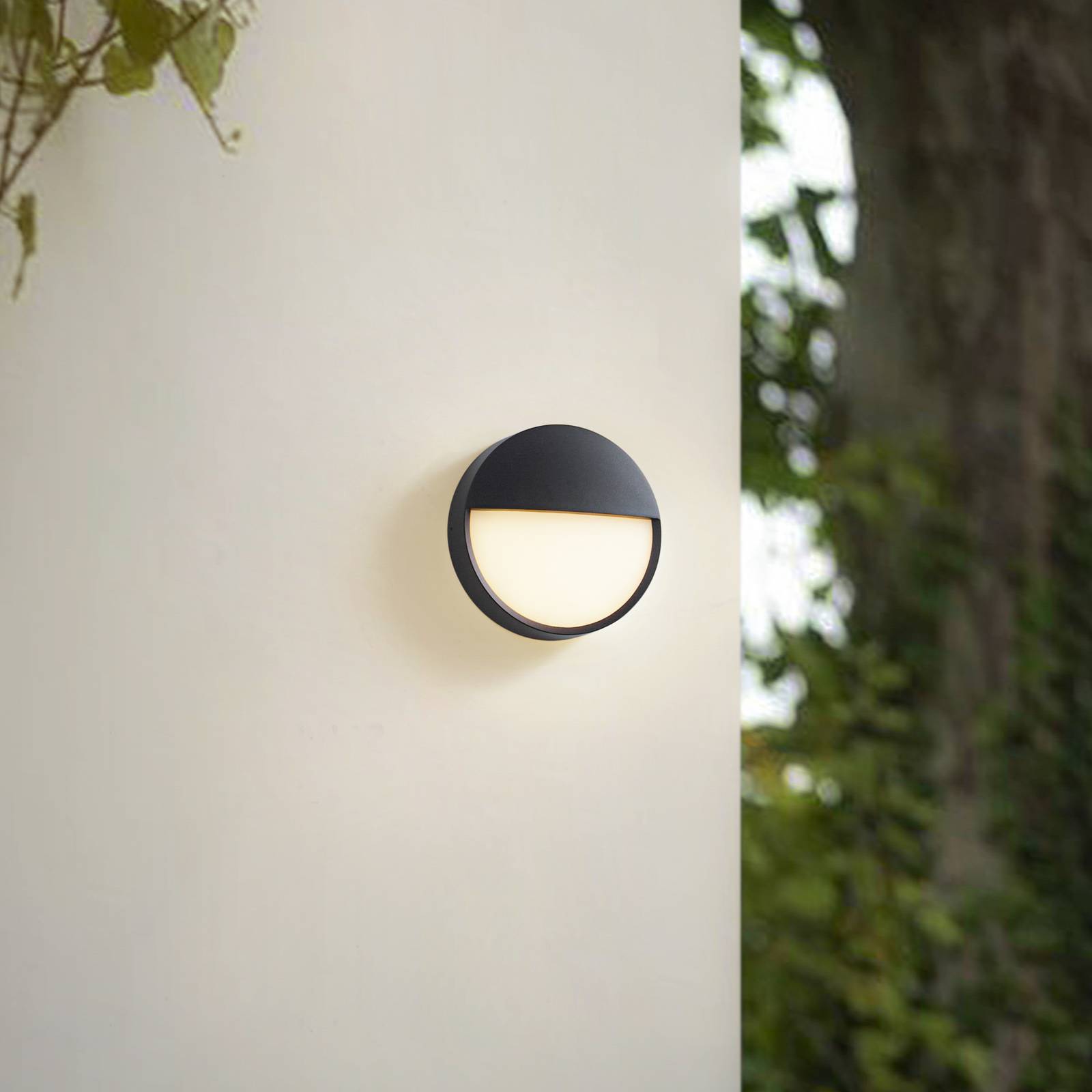 Arcchio LED-Außenwandlampe Gravo, Ø 25 cm, schwarz, IP65 günstig online kaufen