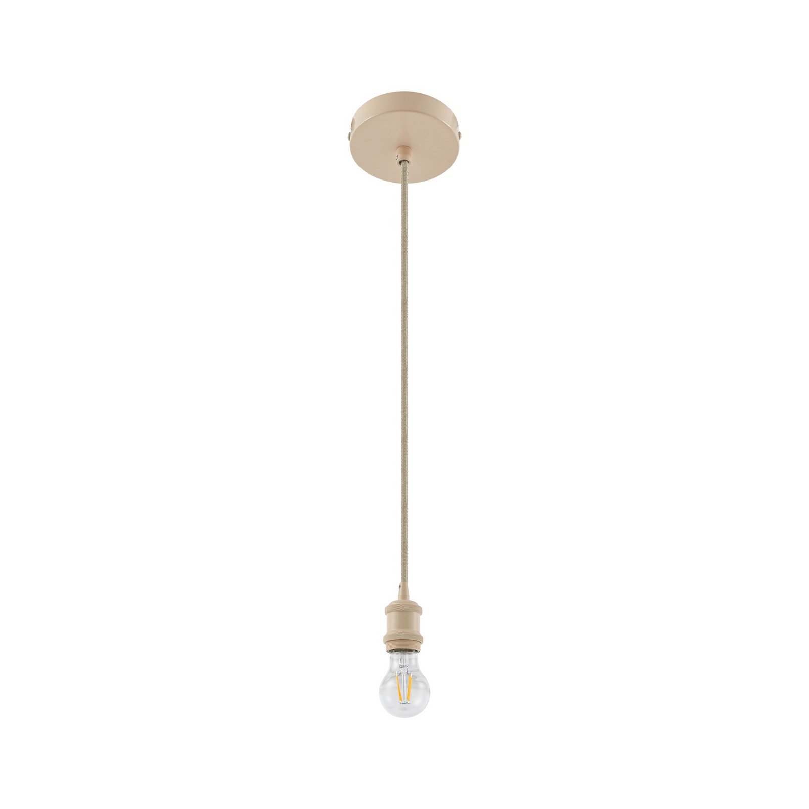 Hattie pendant light, E27 socket, Ø 5 cm, beige, metal - Lindby