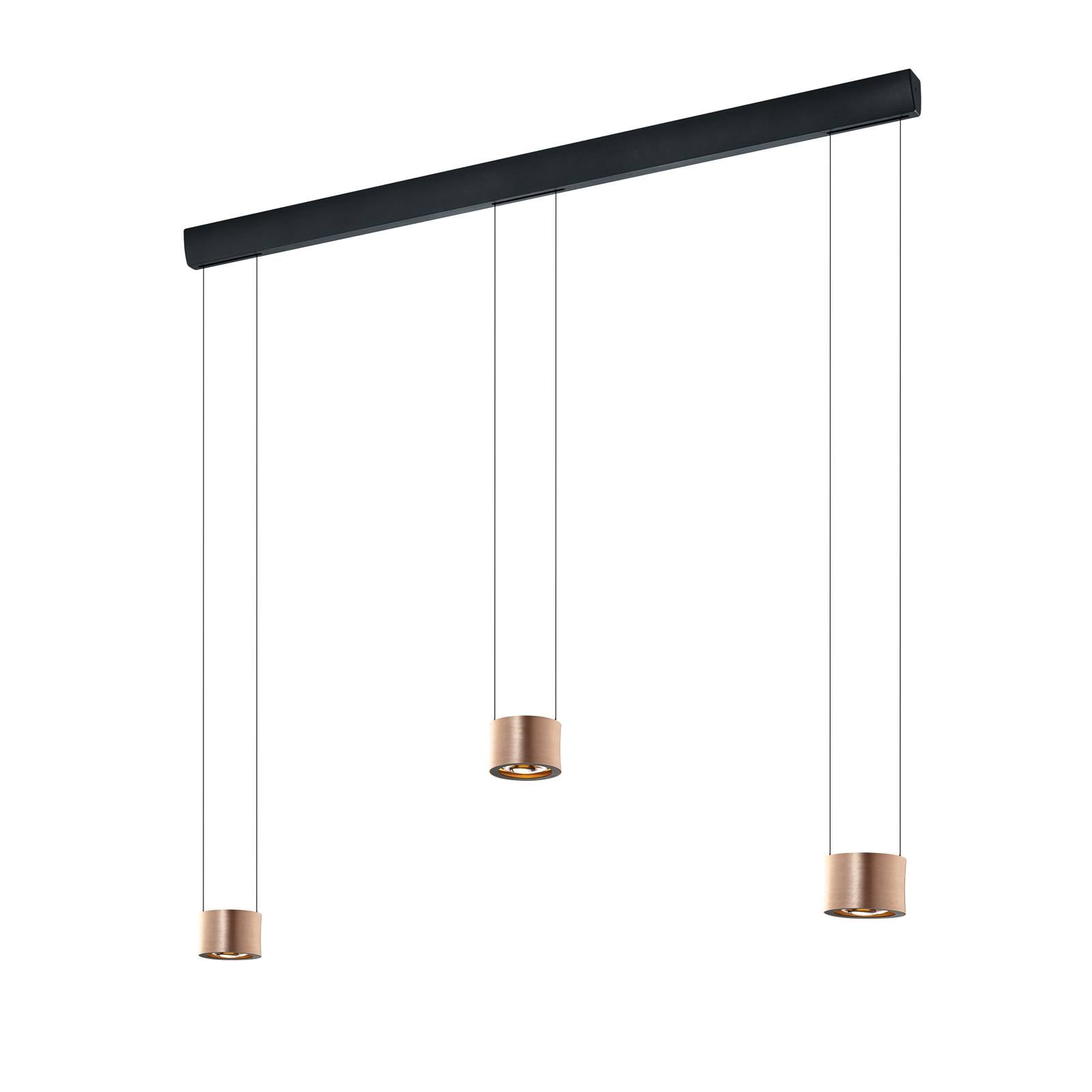 BANKAMP Impulse LED hanging light 3-bulb, for Living / Dining Room, metal, glass, 19.2 W, L: 120 cm