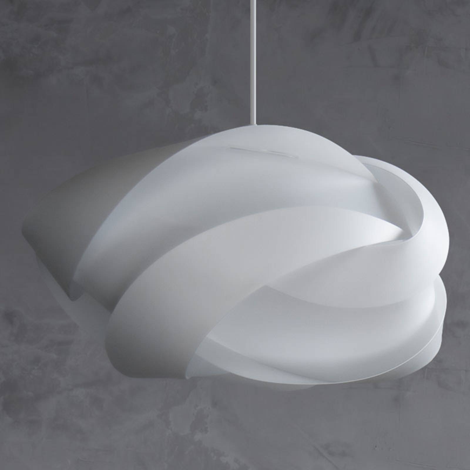 UMAGE Ribbon medium hanging lamp in white, for Living / Dining Room, polypropylene, E27, 15 W, energy efficiency: A++, H: 28 cm
