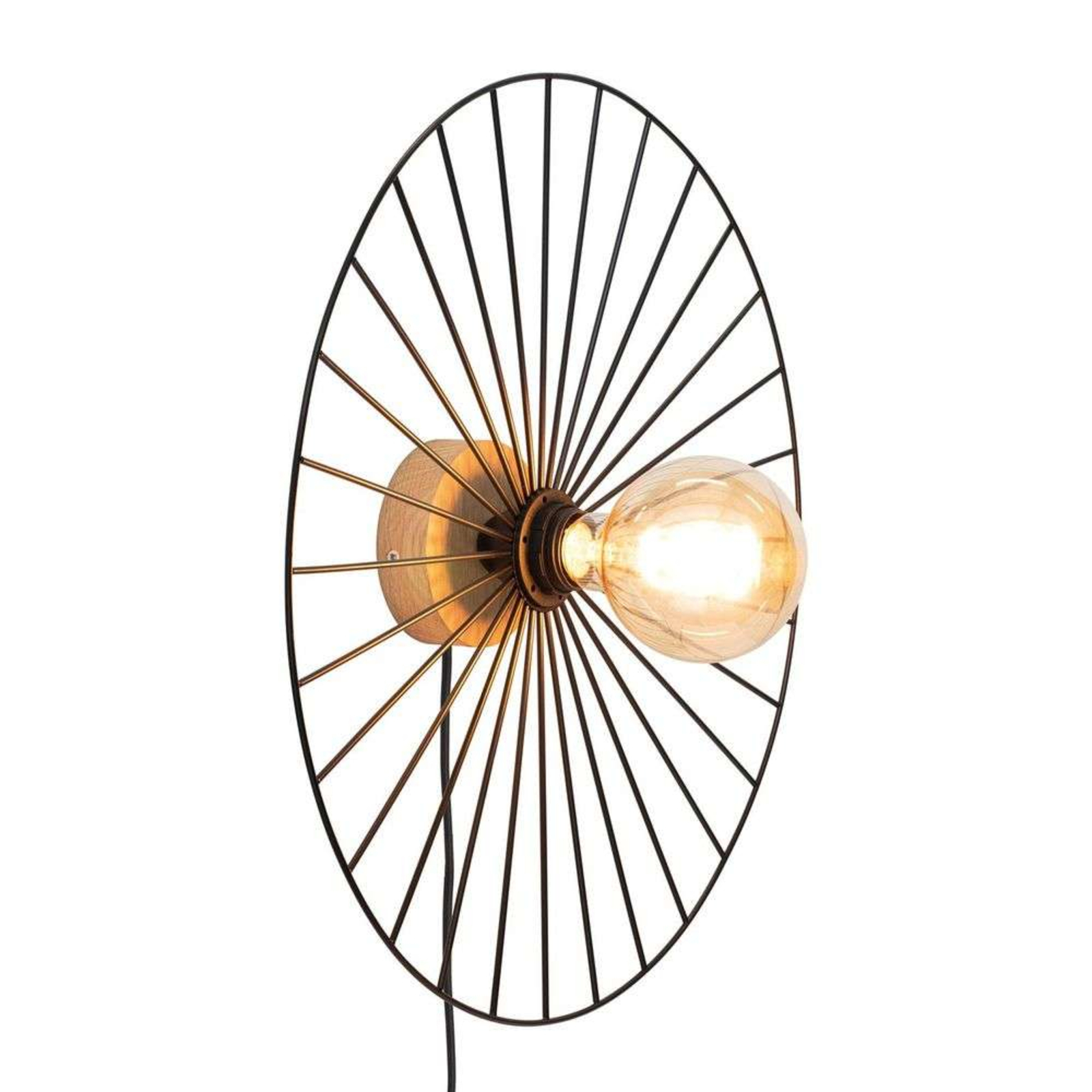 Yahel Nástenné Svietidlo Ø45 Black/Wood - Envostar