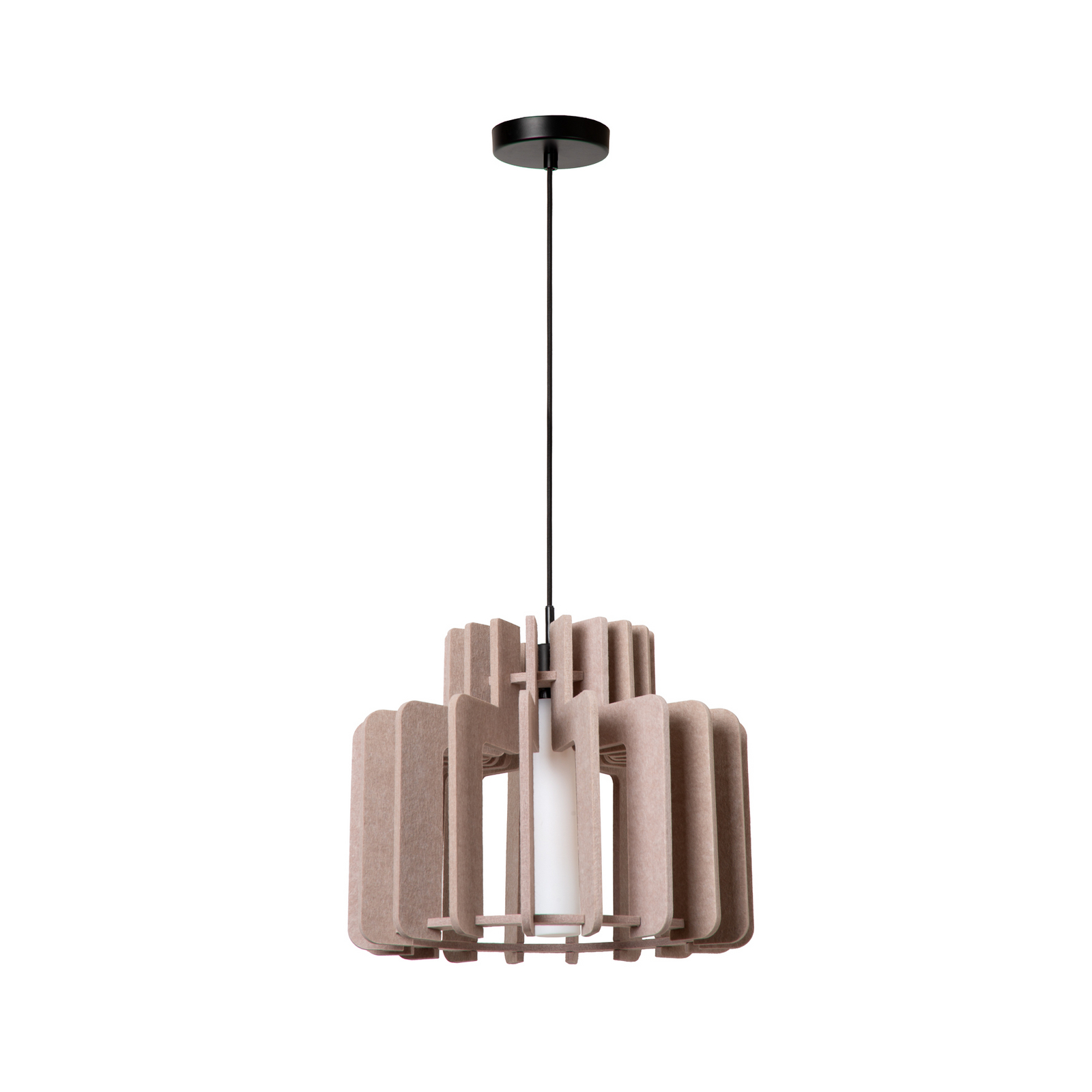 Lampă suspendată Rollo, taupe, Ø 40 cm, țesătură/metal/sticlă