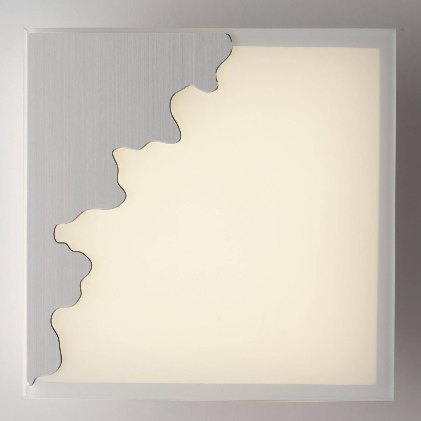 Eco-Light Applique Chic, angulaire, argenté/satiné, 25x25 cm