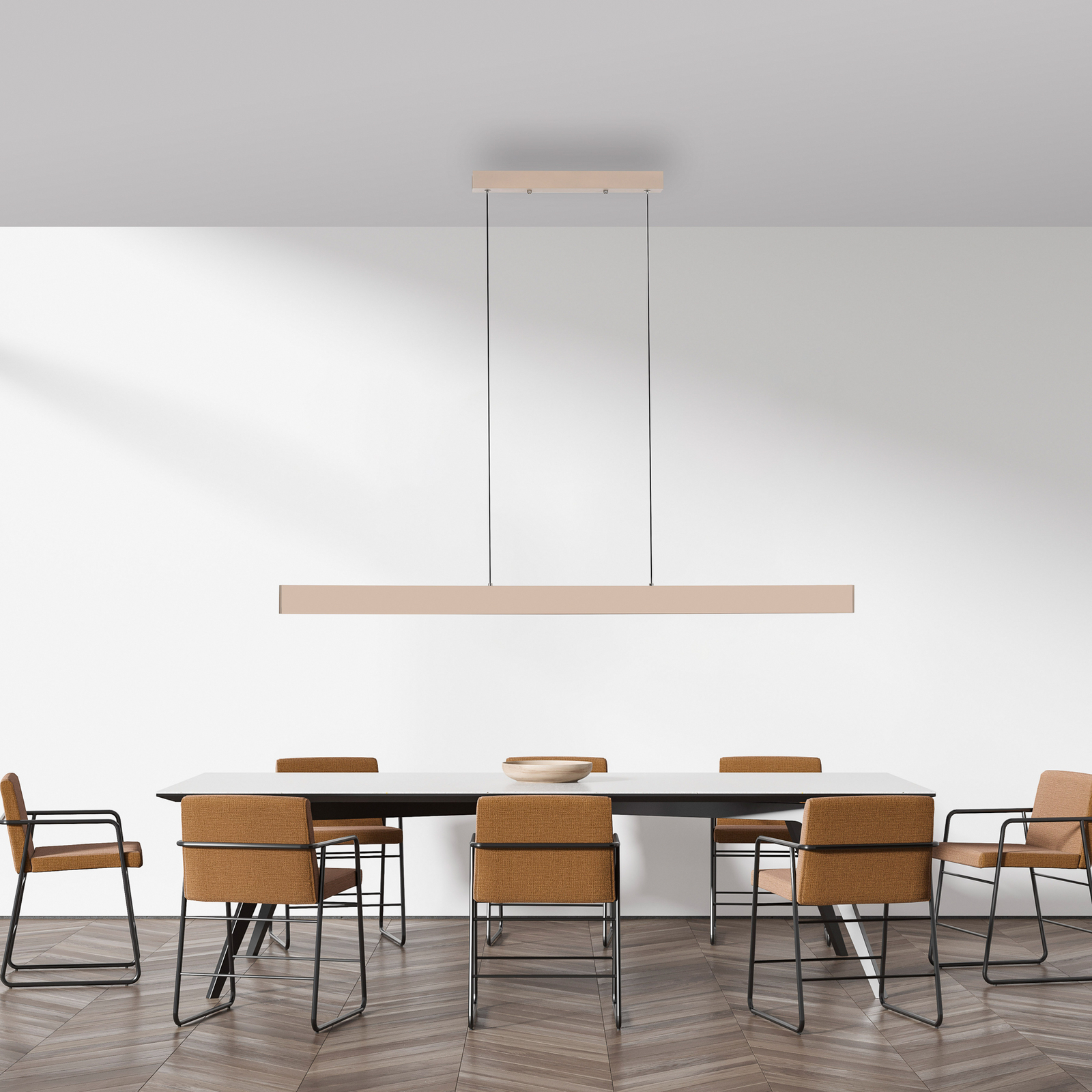 Adina LED pendant light, sand beige, metal, 3,000 K, up/down