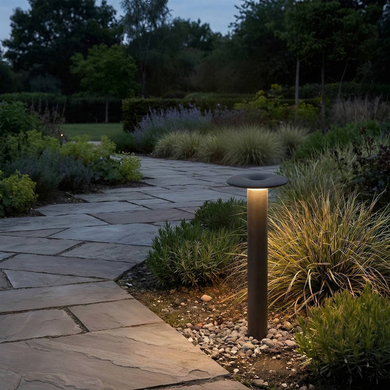 Lucande LED tuinpadverlichting Haloa, zwart, hoogte 50 cm, IP54