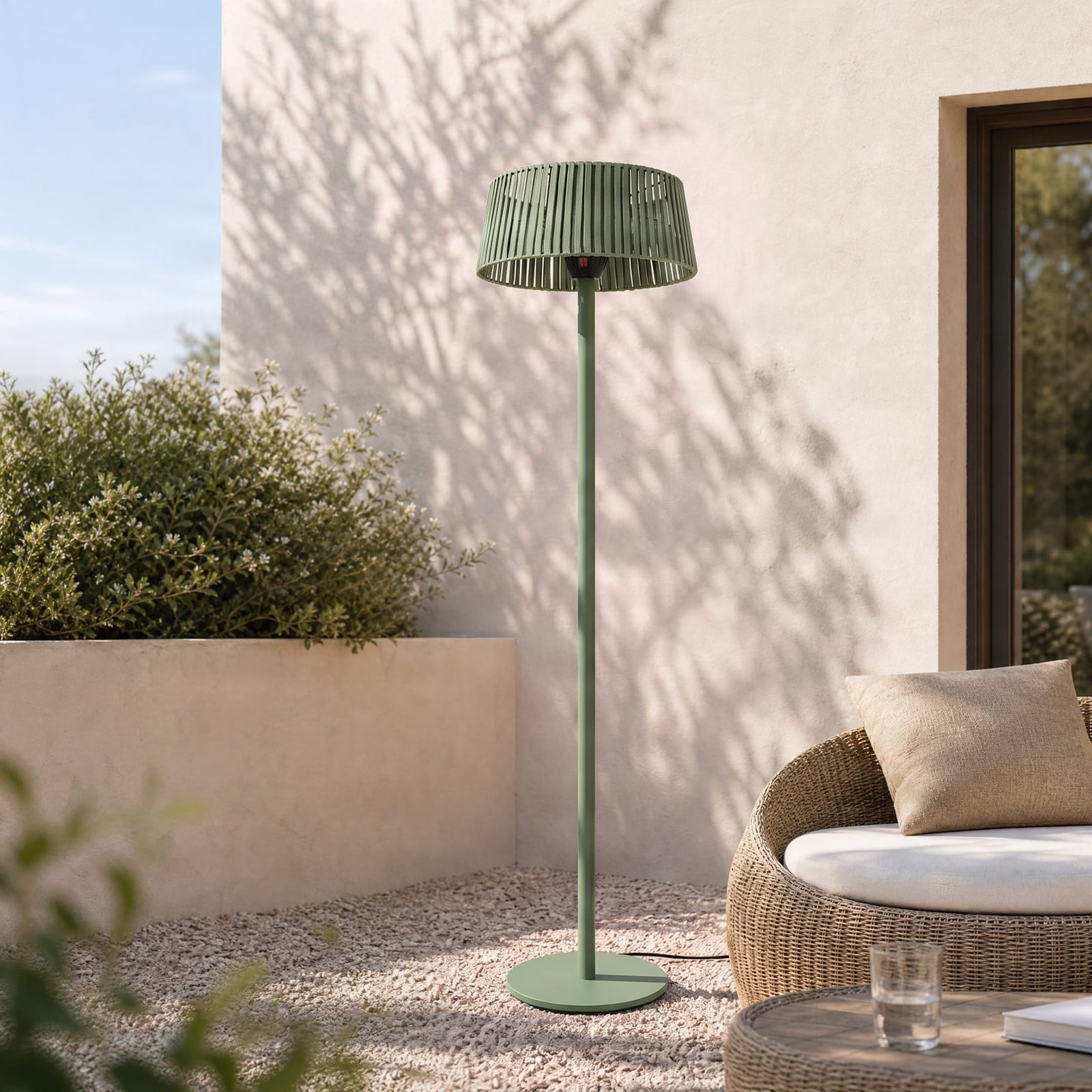 Radiateur rayonnant sur pied Pyravo, vert, 200 cm, aluminium, IP44 - Lucande Radiateur rayonnant sur pied Pyravo, vert, 200 cm, aluminium, IP44 - Lucande