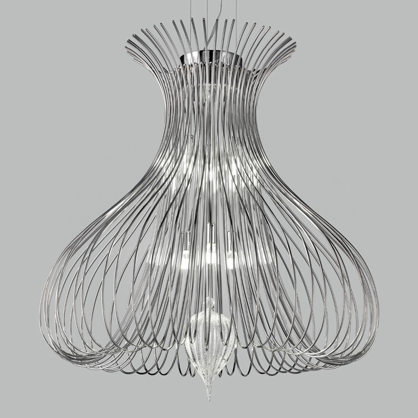 Mettallux Graceful pendant light Silhouette, 60 cm high, for Living / Dining Room, metal, Murano glass, G9, 40 W, energy efficiency: A++, H: 60 cm