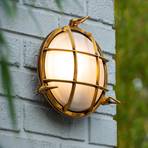 Outdoor wall light Dudley, flat/round, brass