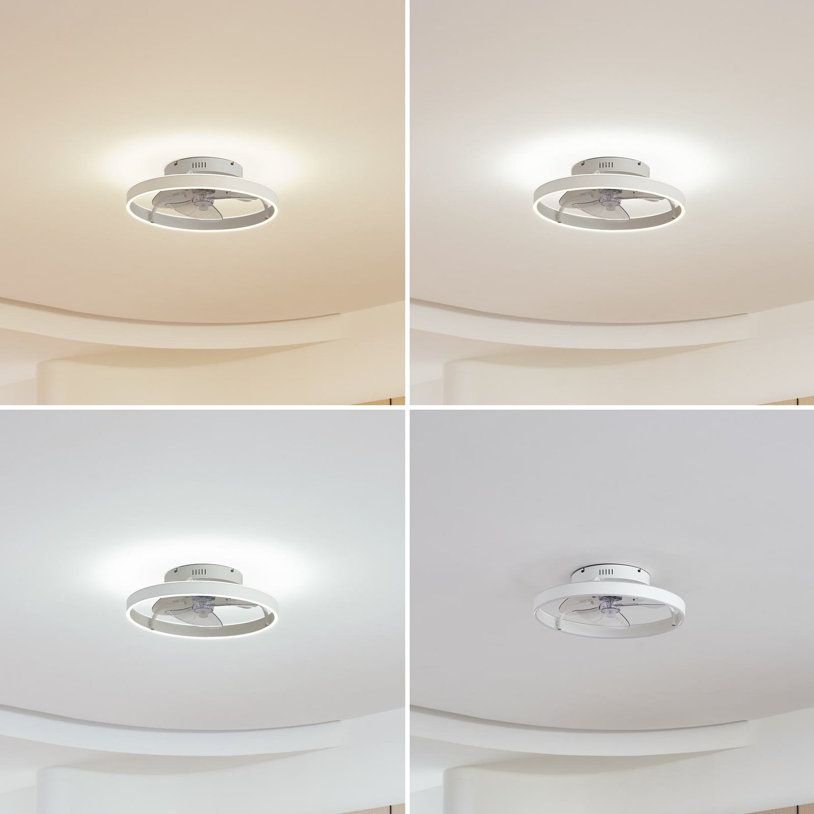 Ventilateur de plafond LED Momitu, blanc, aluminium, Ø 50 cm - Lindby