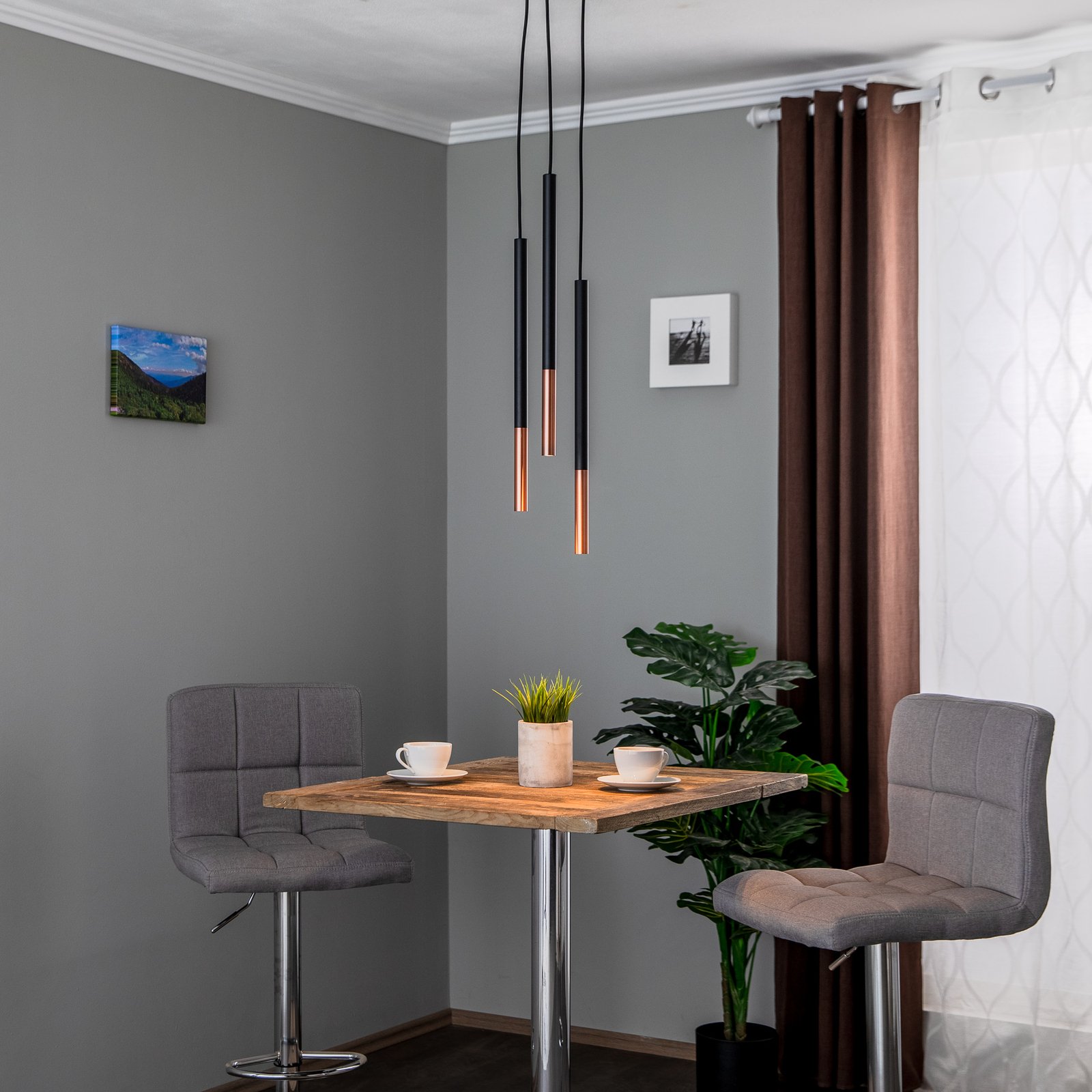 Euluna Thalassa hanger 3-lamps G9 zwart/koper rond