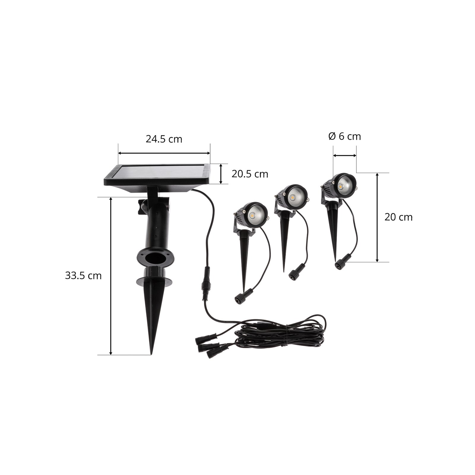 Lindby Malida LED solar-grondspies lamp, 3er-set