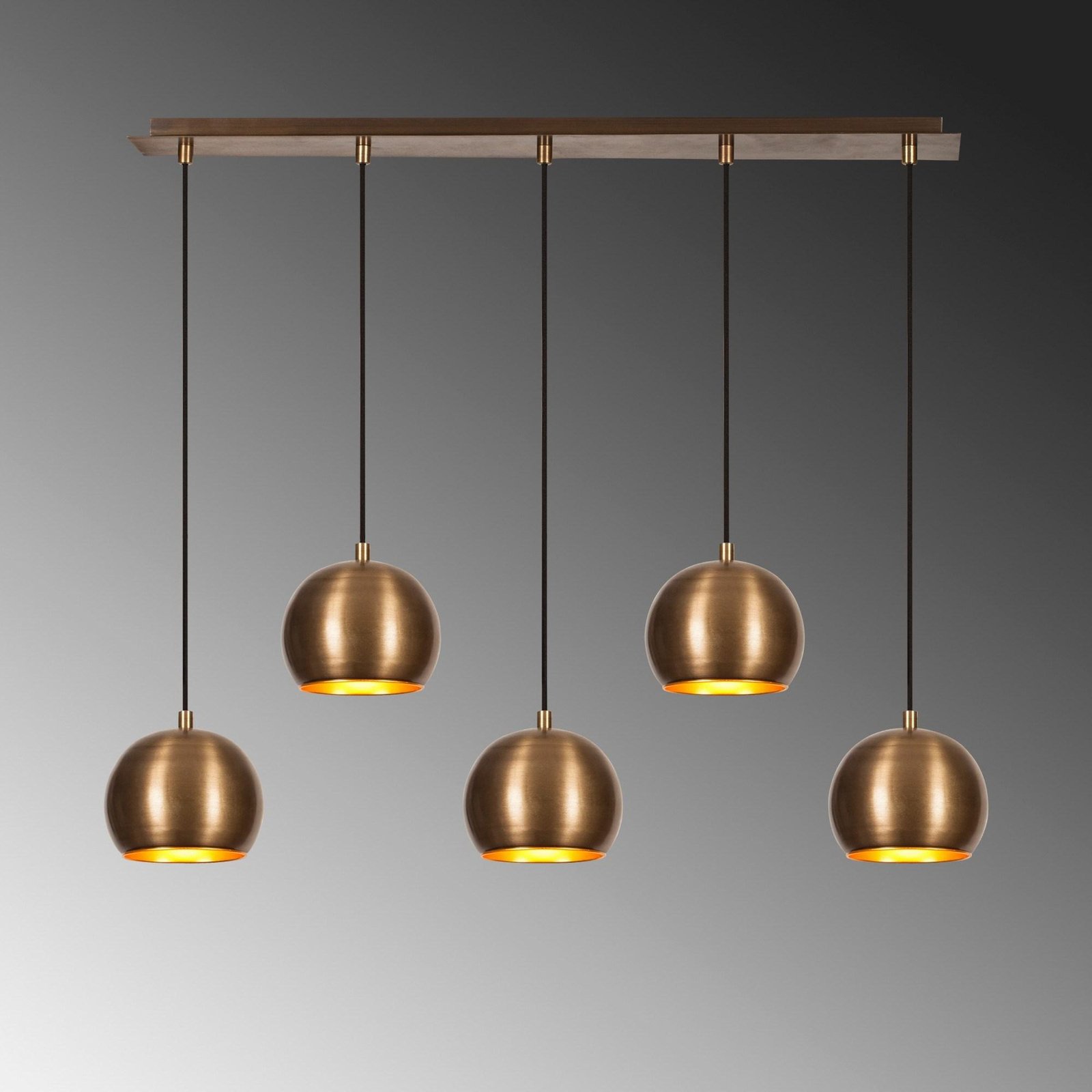 Sivani MR-1000 hanglamp, goud antiek, ijzer, 5-lamps