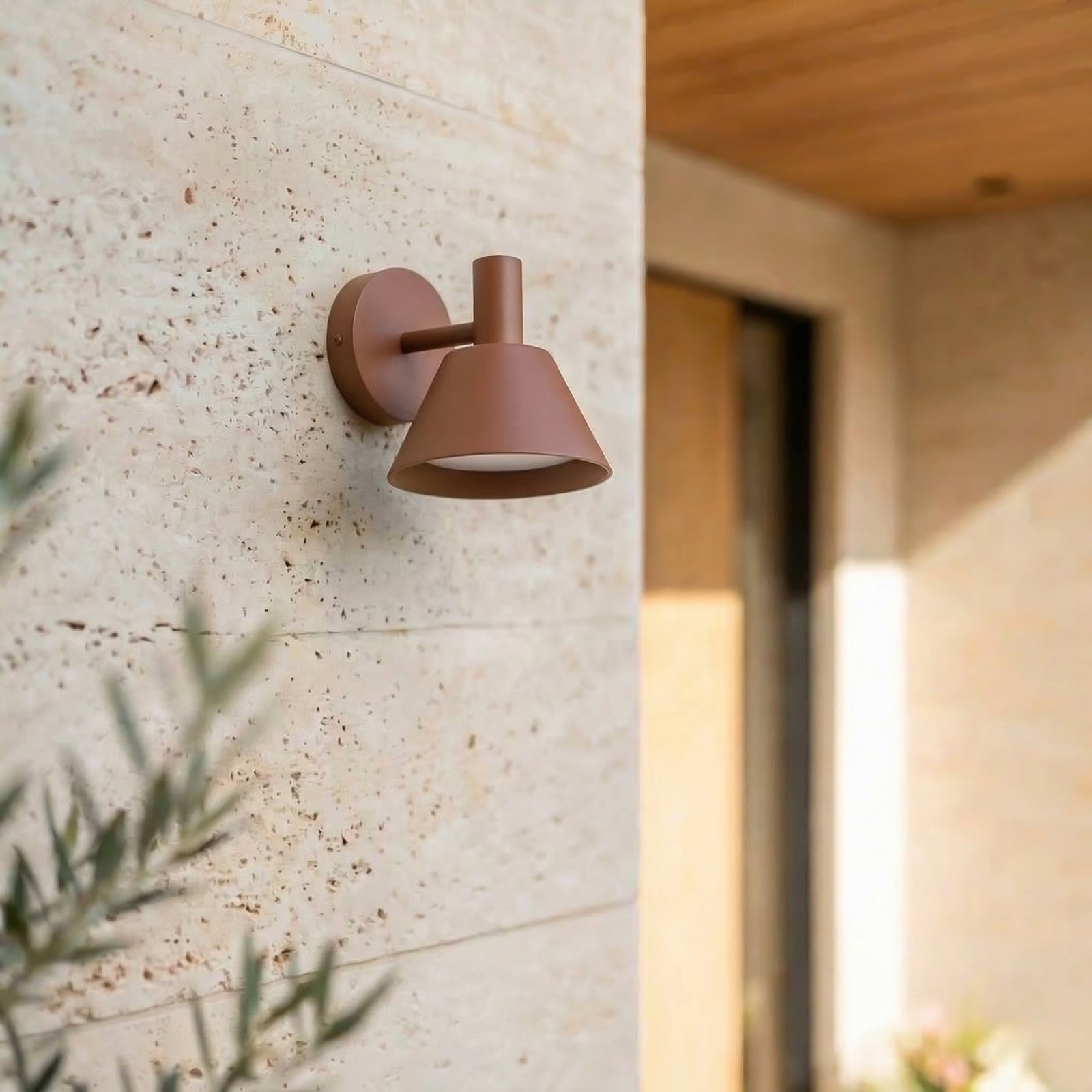 Tabena LED-Außenwandleuchte, braun, IP44, CCT - Lucande