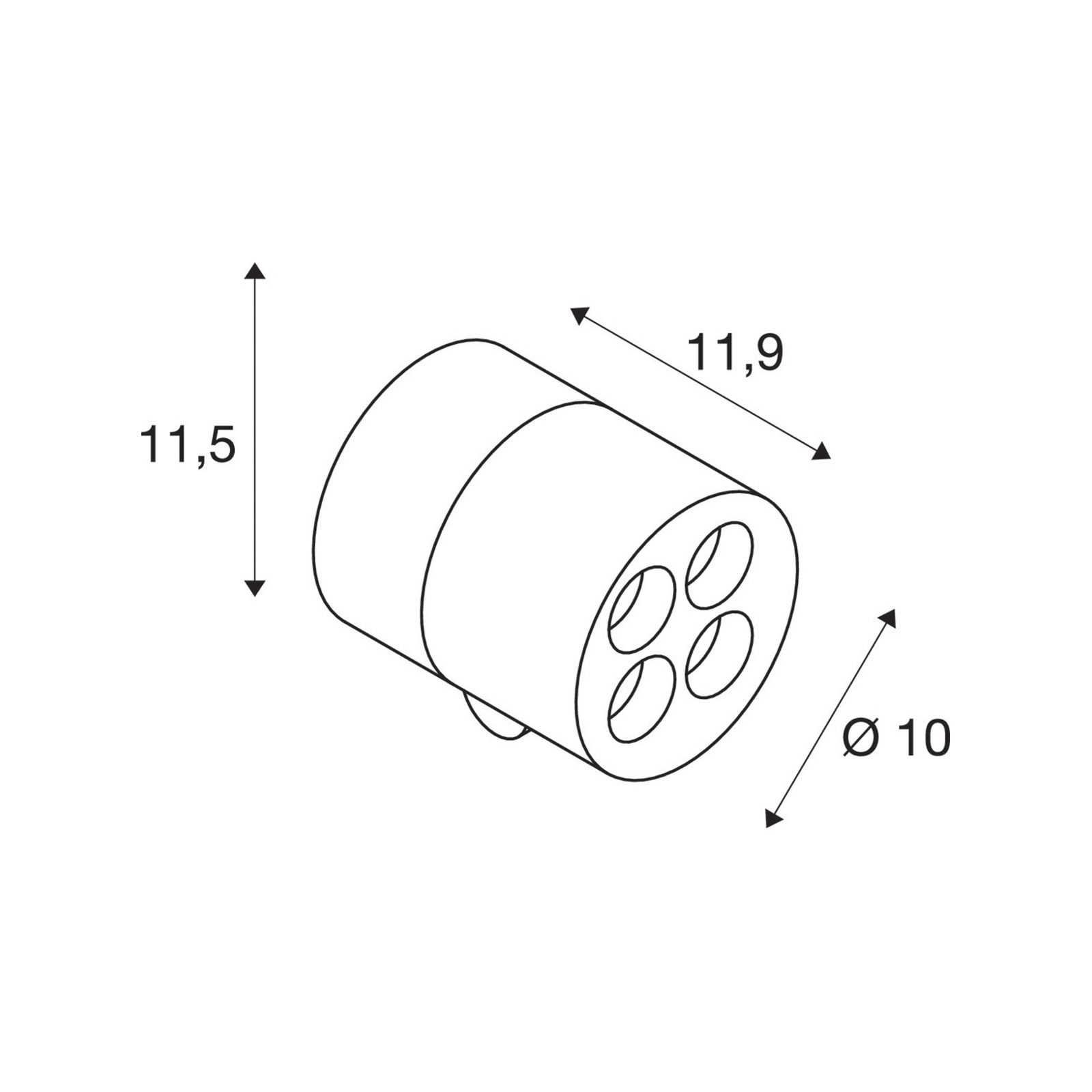 SLV utendørs vegglampe R-Cube, antrasitt, aluminium, Ø 10 cm