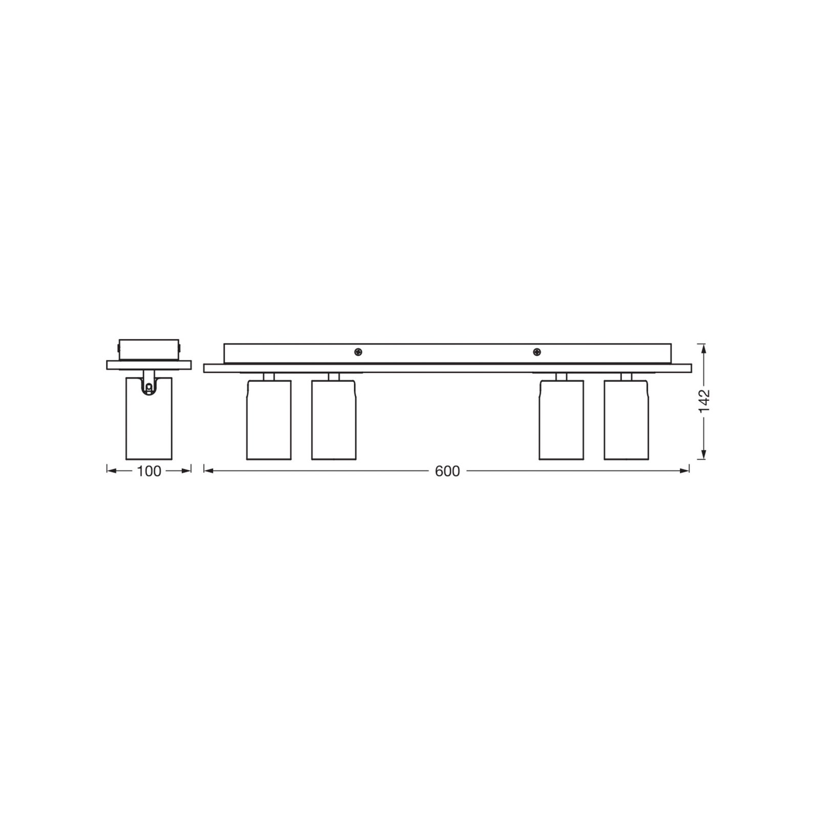 OSRAM Deckenstrahler MERCURY schwarz 4-Spot GU10-LED 927 dim