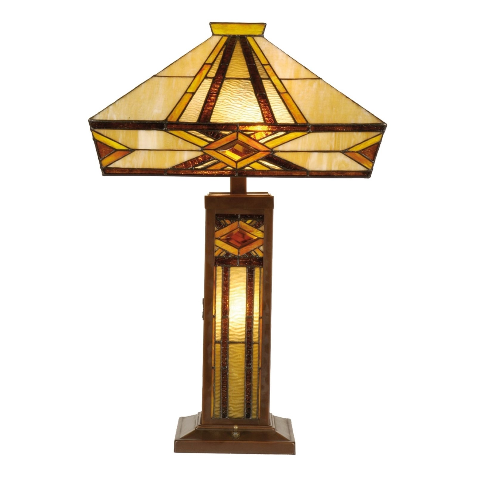 Helder verlichte tafellamp Glenys in Tiffany-stijl