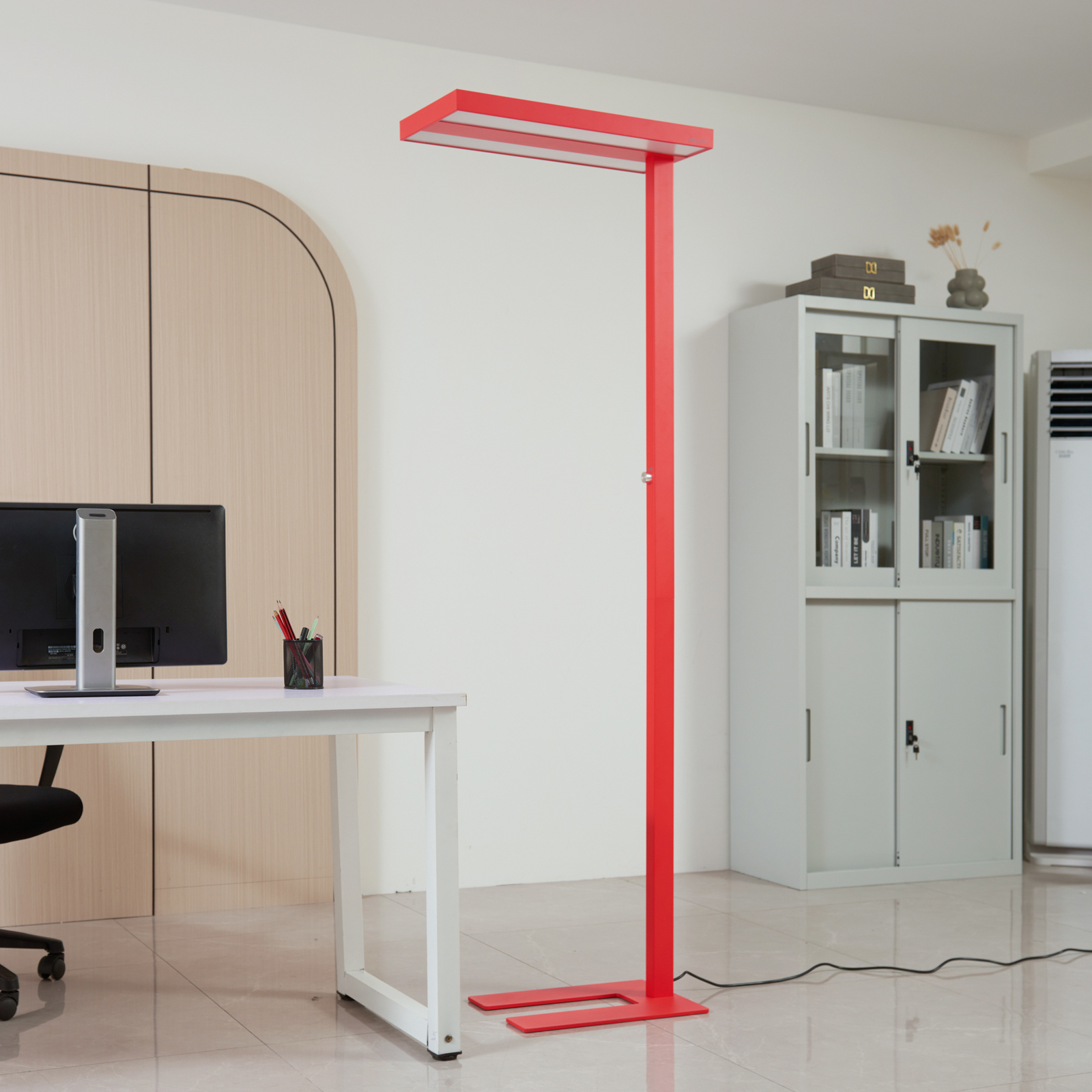 Arcchio LED floor lamp Logan Basic fluorescent red 6,000 lm dimmable