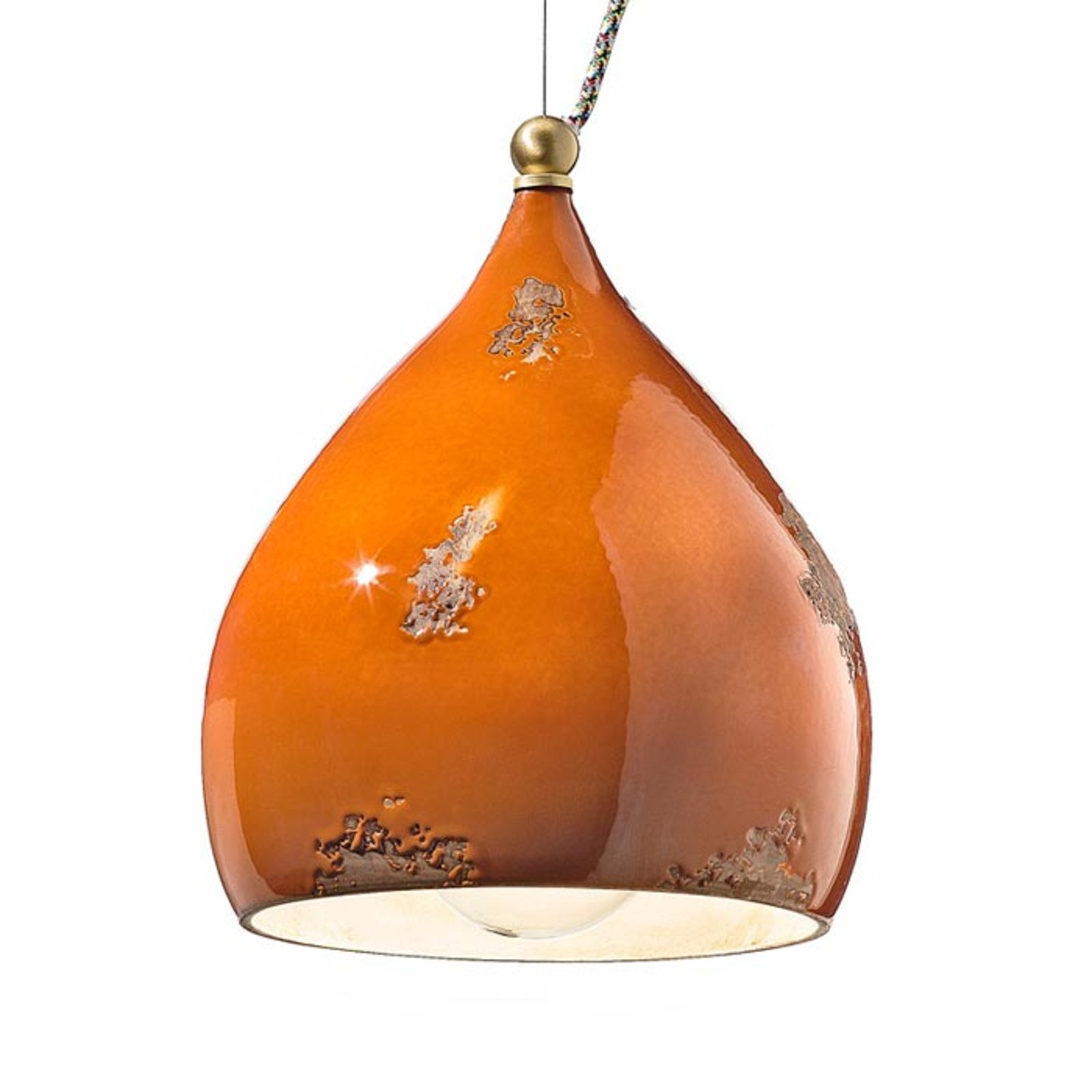 Závesná lampa Federico z keramiky, oranžová