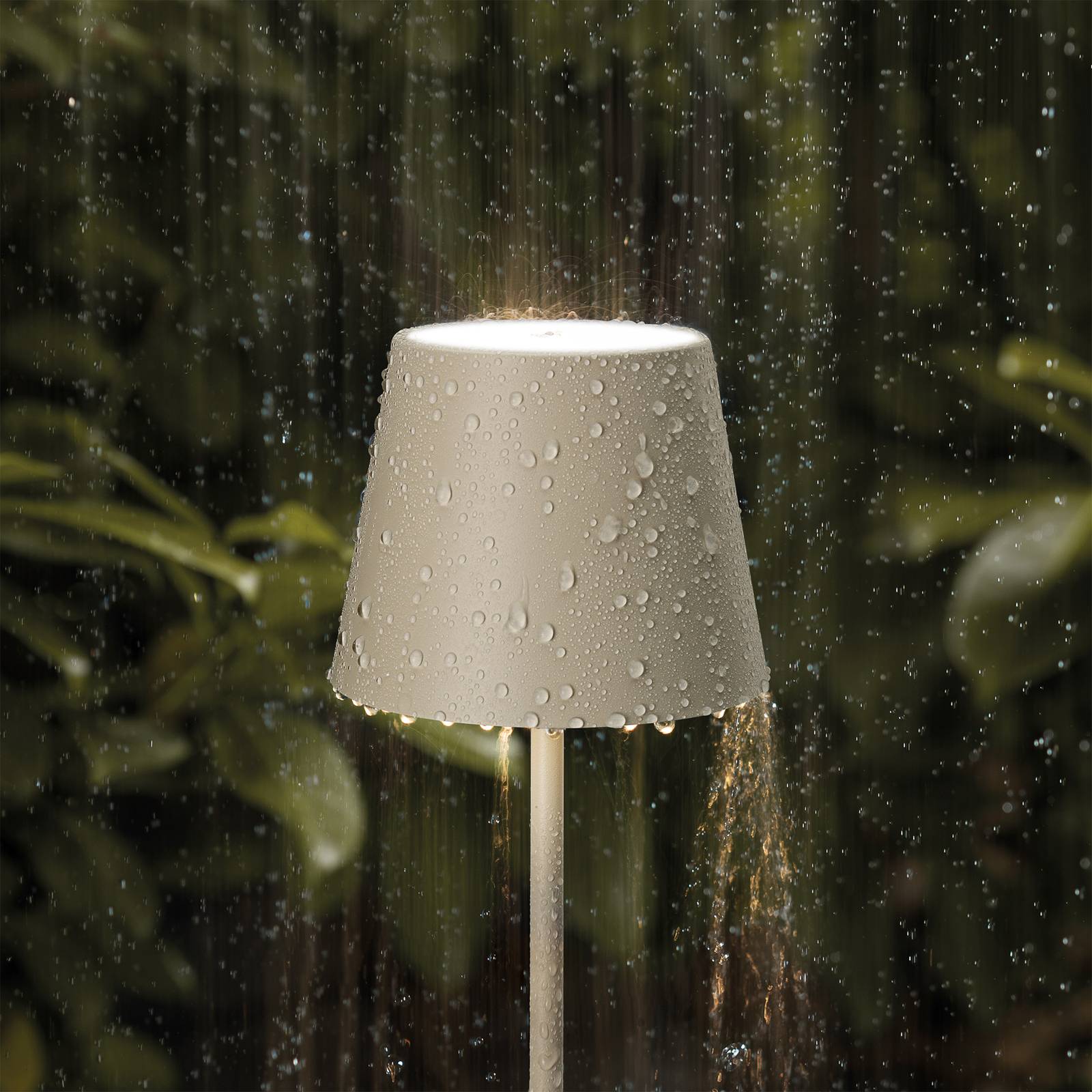 Nuindie LED-bordlampe batteri rund 38 cm beige