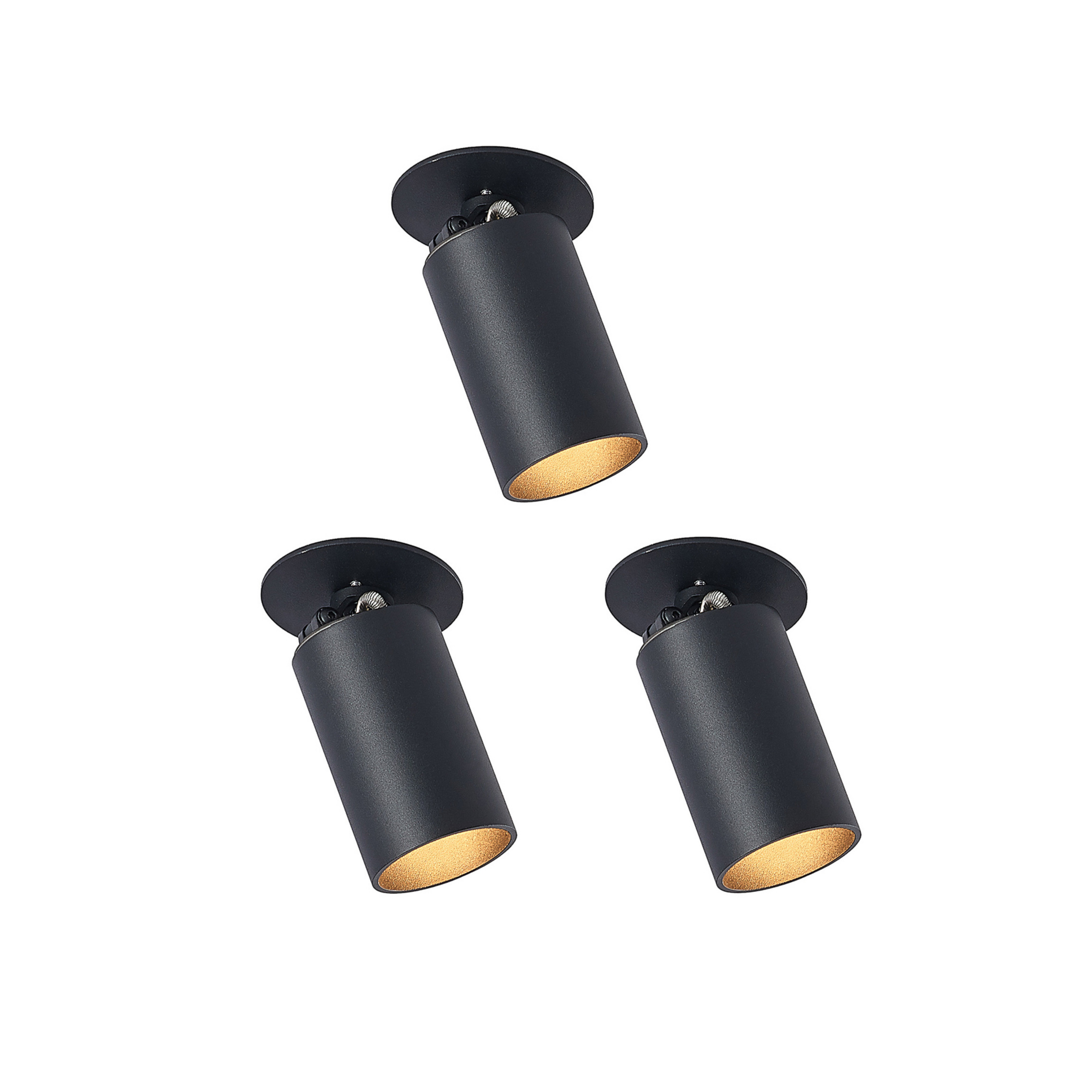 Arcchio foco empotrable Davin, negro, cilindro, lote de 3