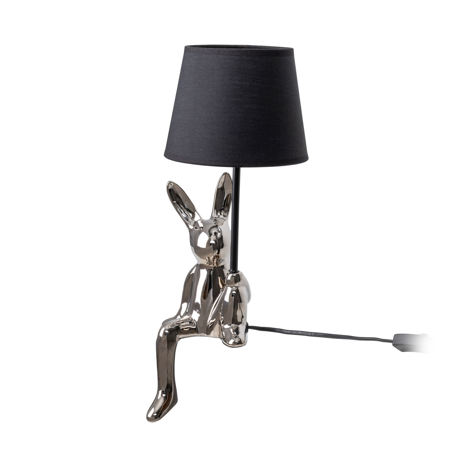 Stolní lampa Helge, stříbrná, keramika/látka, výška 45 cm