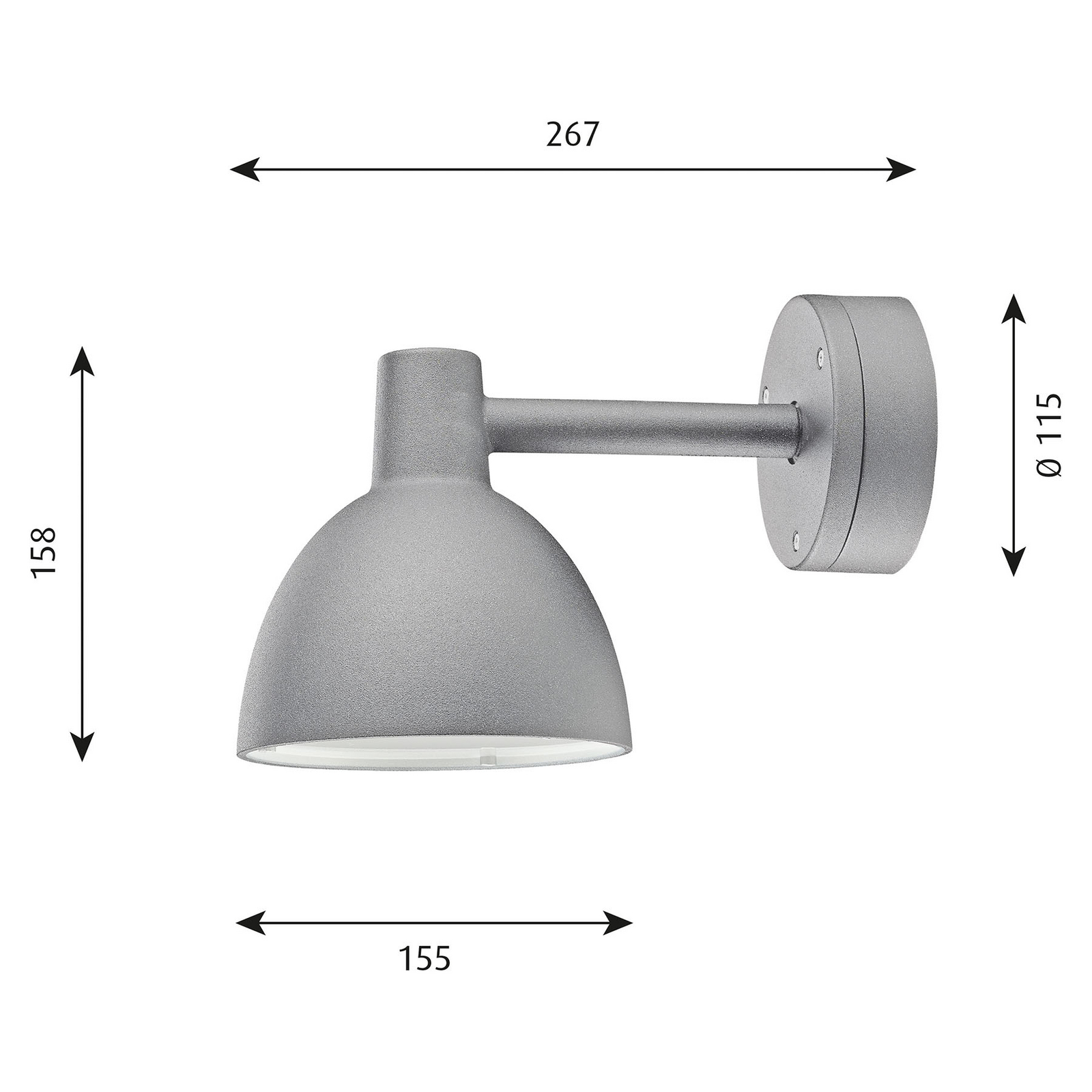 Toldbod 155 Outdoor Wall Lamp Grey - Louis Poulsen