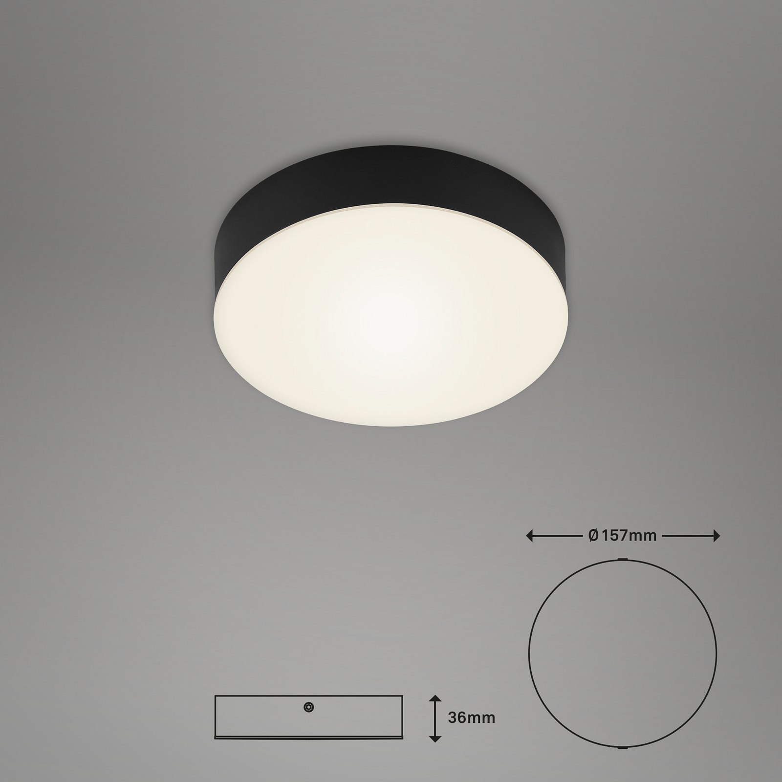 Stropní svítidlo LED Flame, Ø 15,7 cm, černé