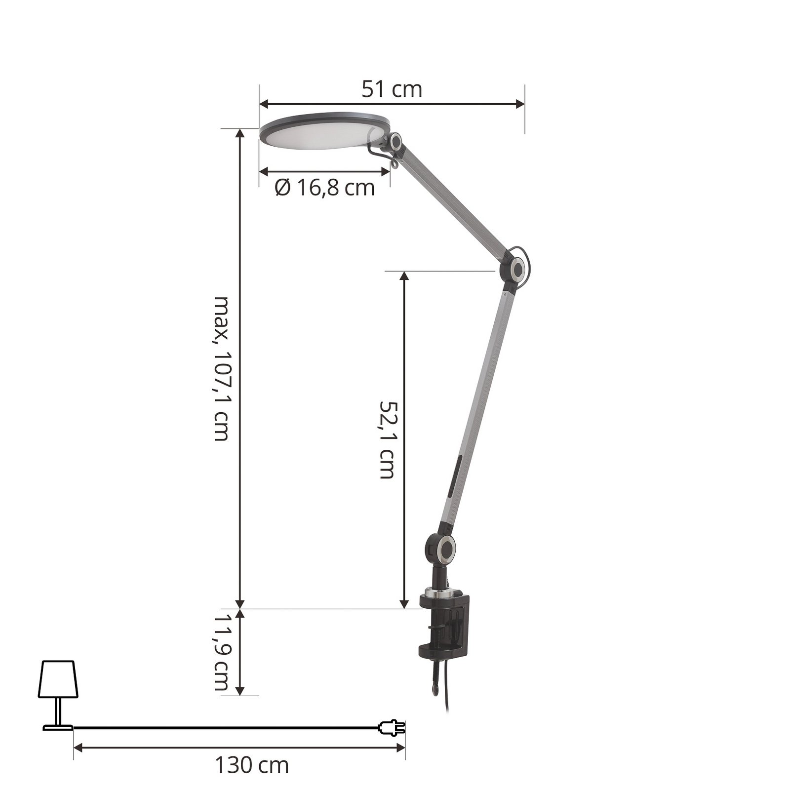 Nyxaris LED Lampa Stołowa w/Clamp CCT Grey - Lucande