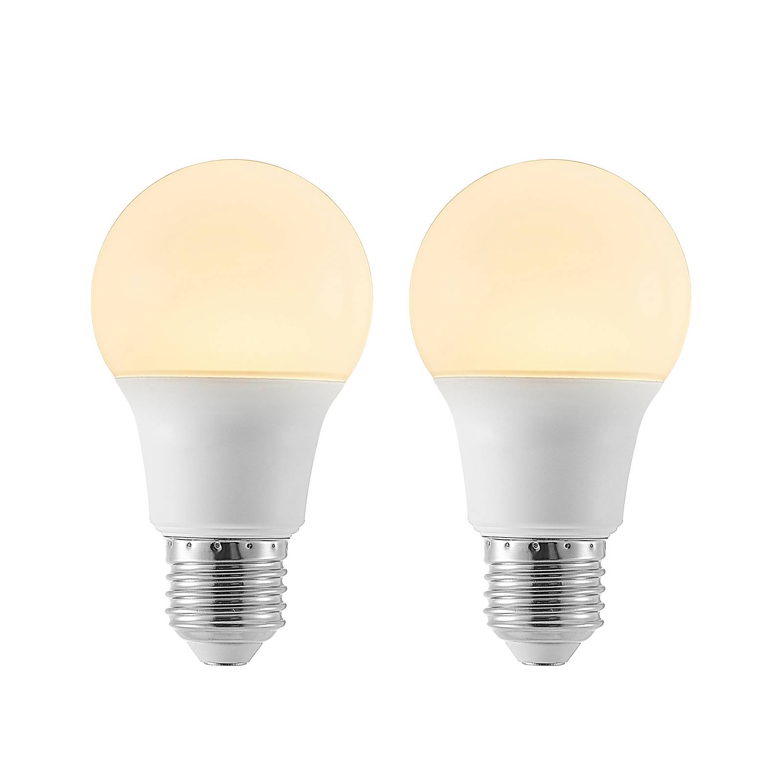 LED-Lampe E27 A60 8W 3.000K opal, 2er-Set