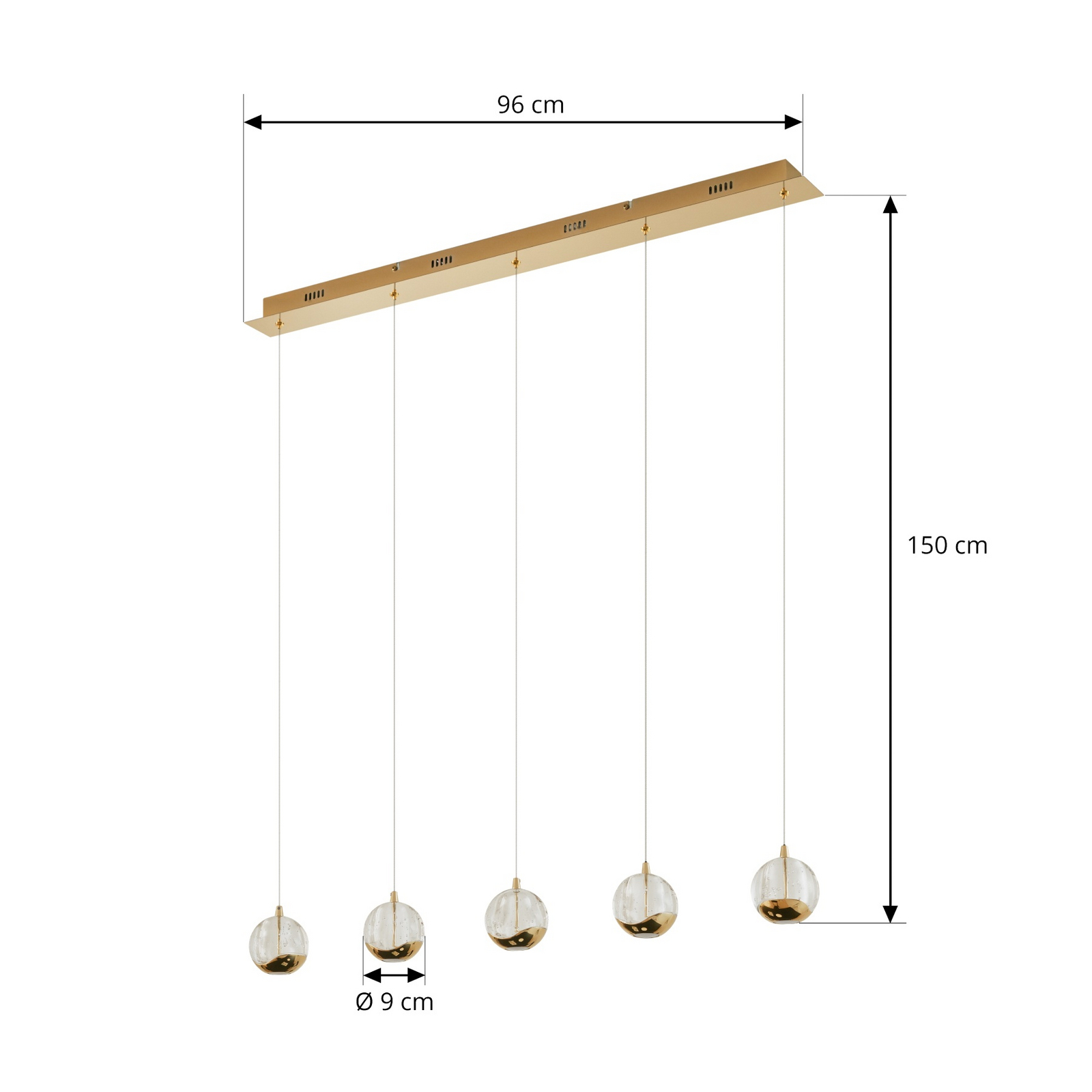 Hayley 5 Line Pendelleuchte Clear/Gold - Lucande