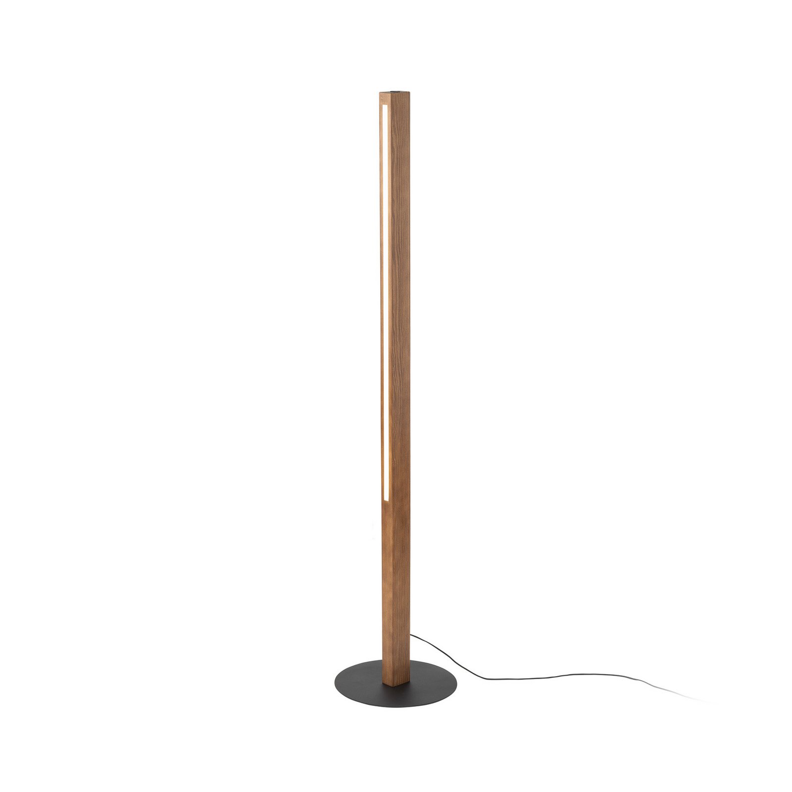 LED wooden floor lamp Teo, walnut, 120 cm, touch dimmer