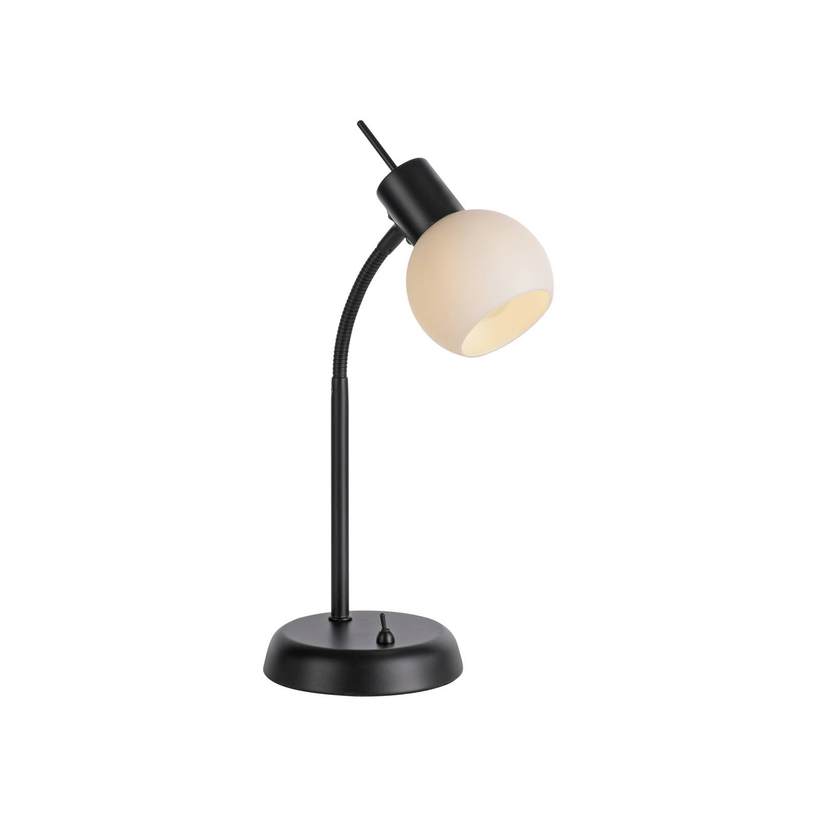 JUST LIGHT. Tischleuchte Loki, schwarz, Eisen, Glas