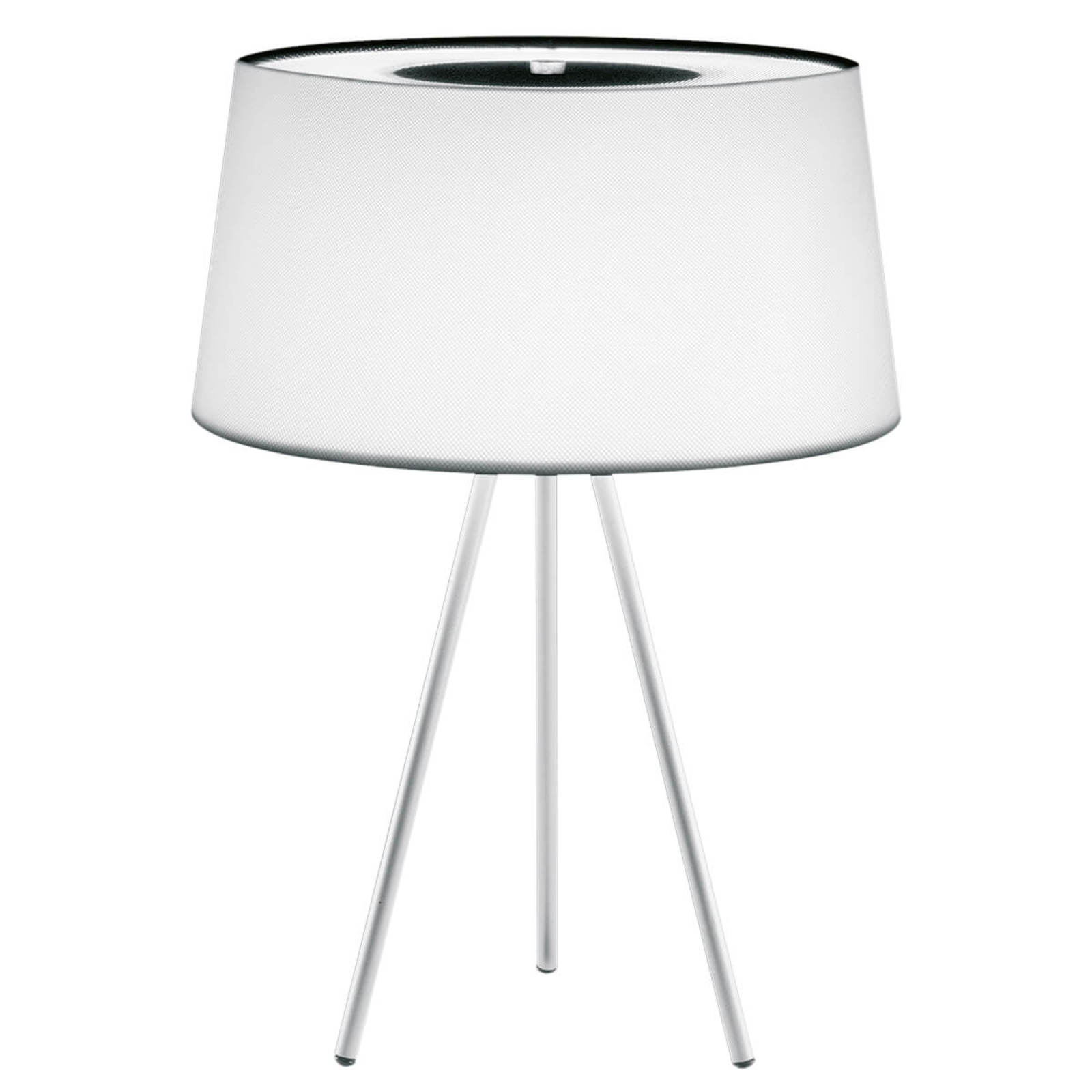 Kundalini Tripod - table lamp white / frame grey, for Living / Dining Room, fabric, metal, E14, 40 W, energy efficiency: A++, H: 50 cm