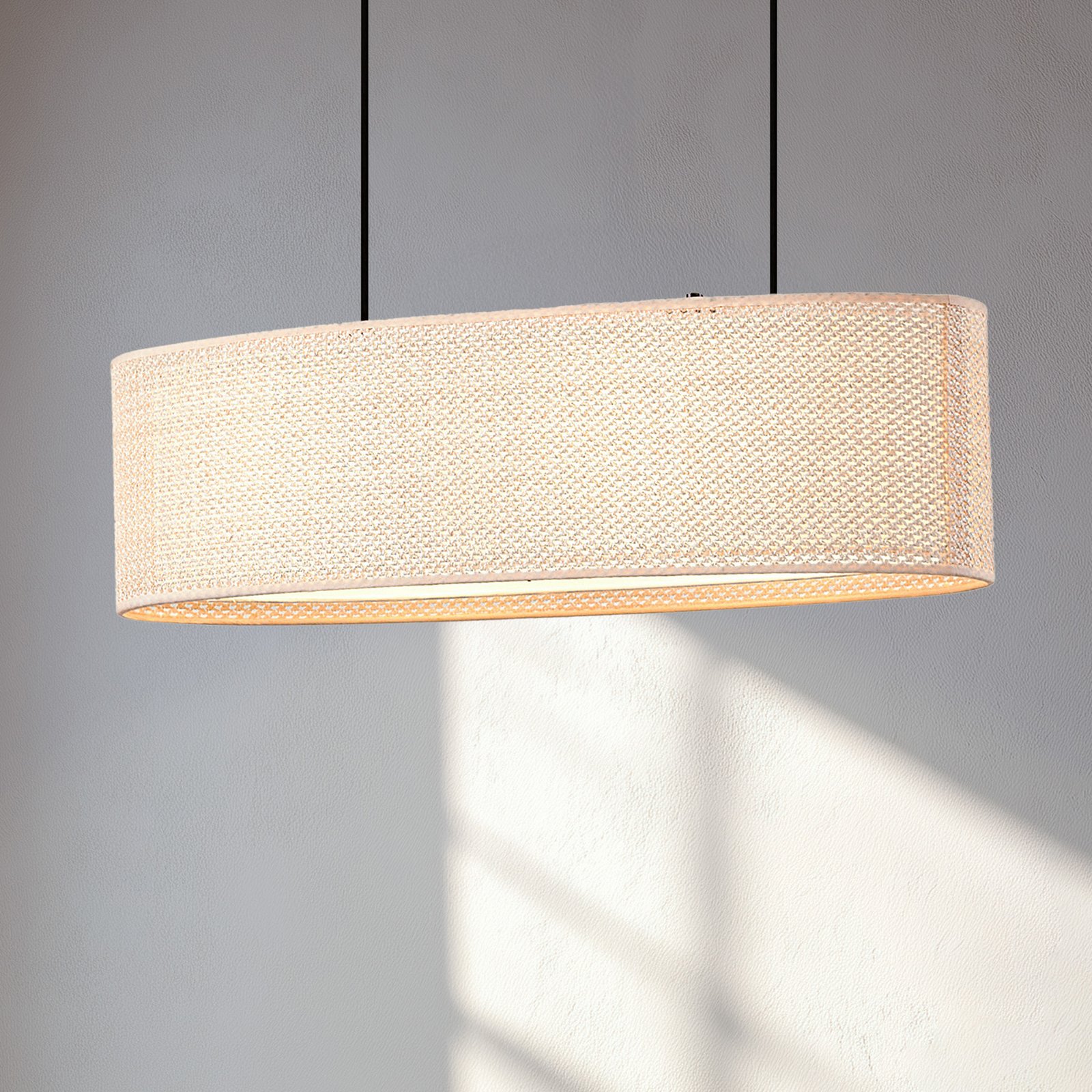Lindby Hängeleuchte Soula, 78 cm, beige, Kunststoff, E27
