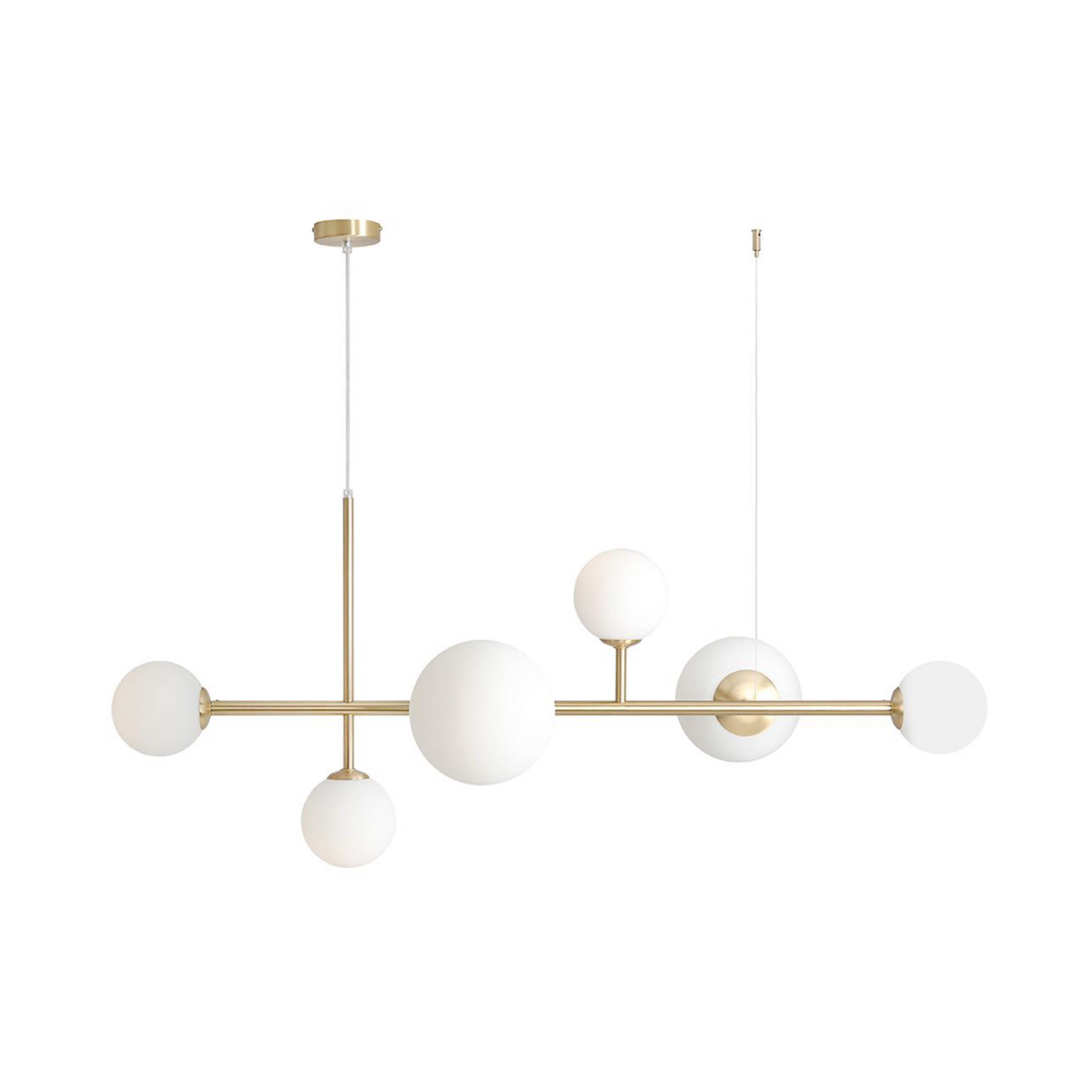 Joel hanglamp, messing/wit, 6-lamps - ALDEX